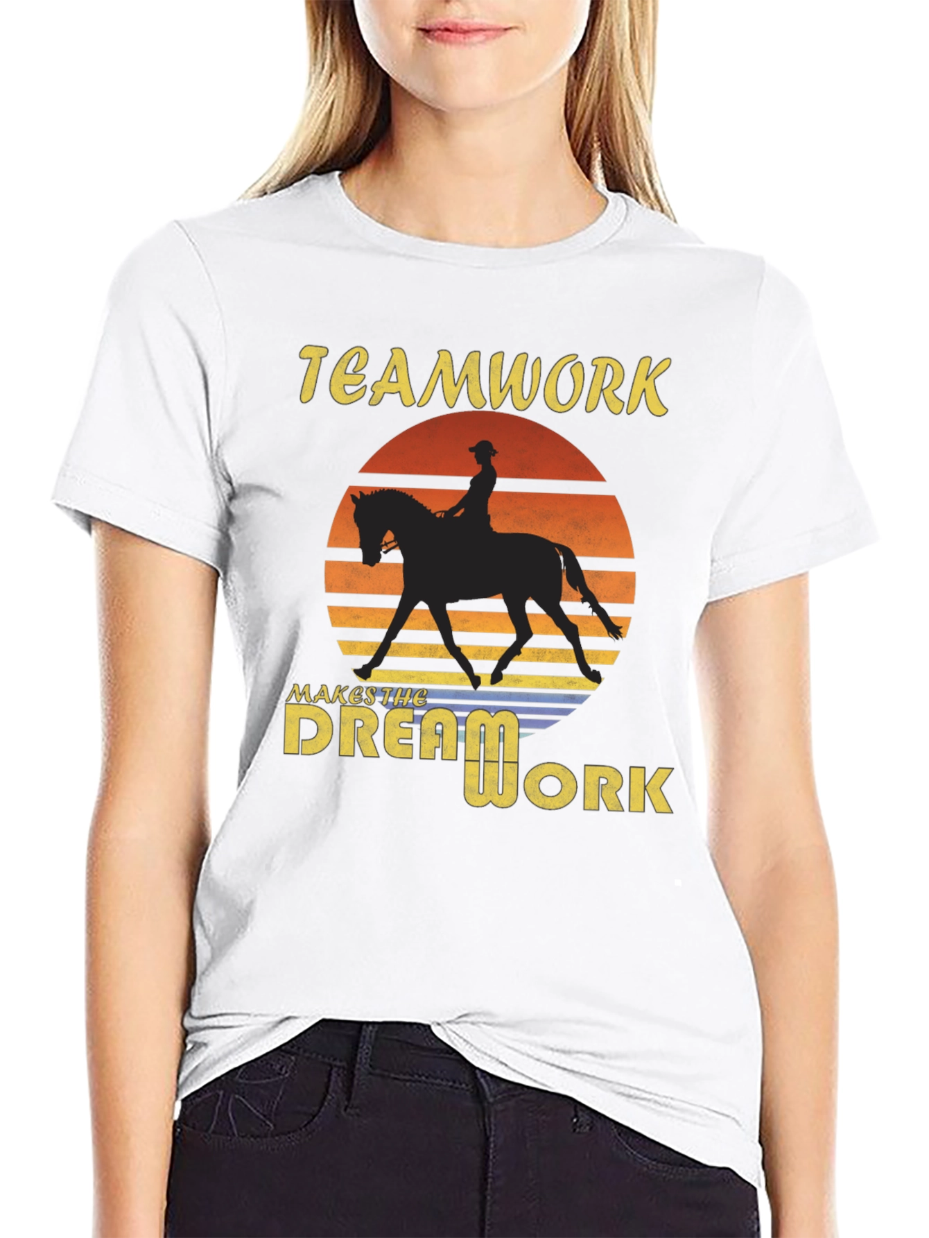 Black Teamwork Makes The Dream Work Black T-Shirt view 9