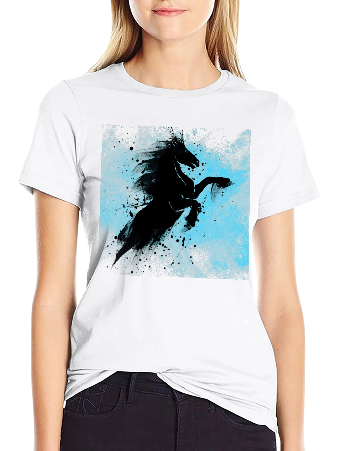 Black Black Horse Graphic Tee - Unique Style view 9