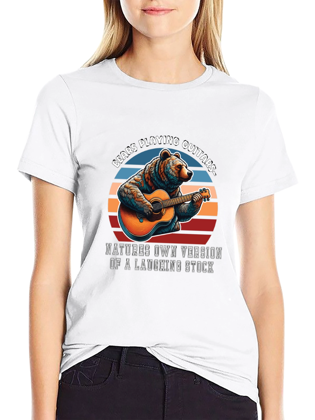 Black Bears Playing Guitars Graphic T-Shirt view 9