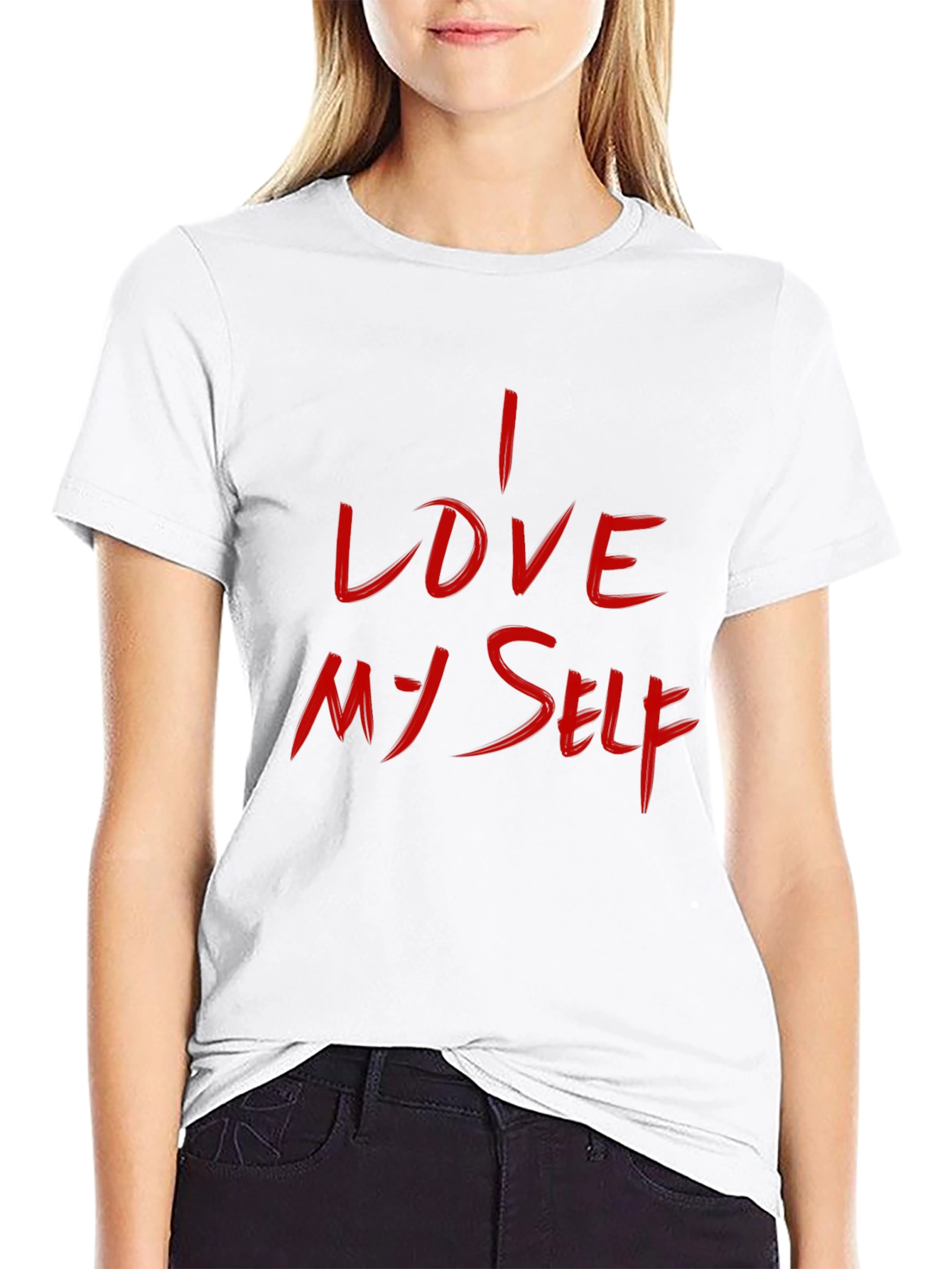 Black I LOVE MYSELF Black Tee - Mens Graphic T-Shirt view 9