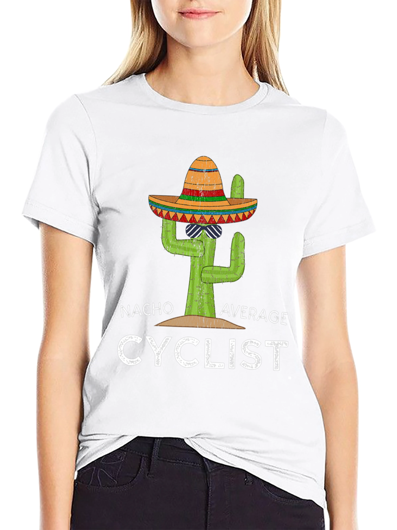 Black Nacho Average Cyclist T-Shirt Funny Cactus Sombrero Tee view 9