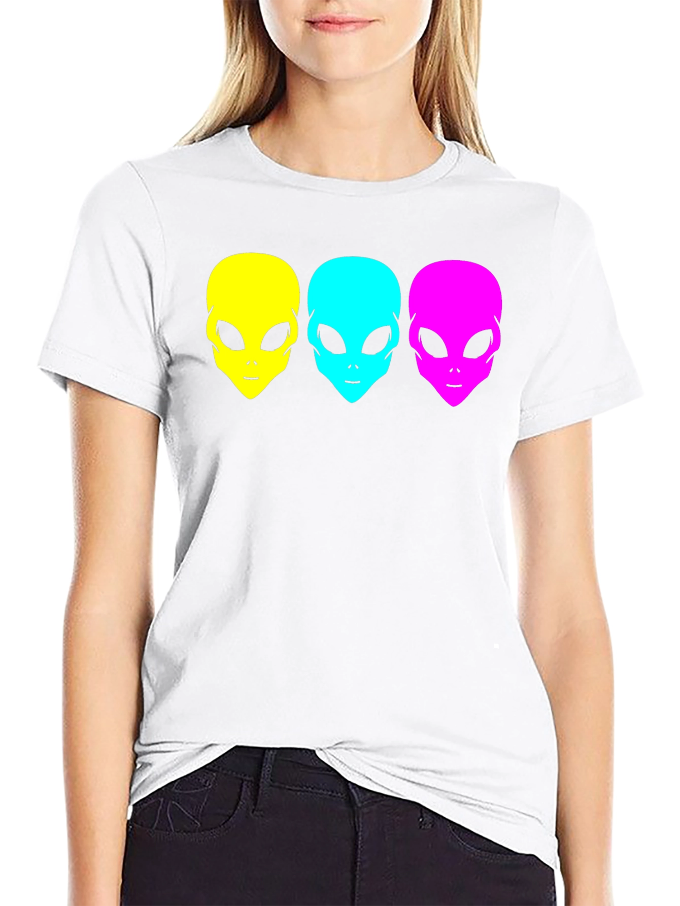 Black Alien Head Graphic Tee - Black Unisex T-Shirt view 9