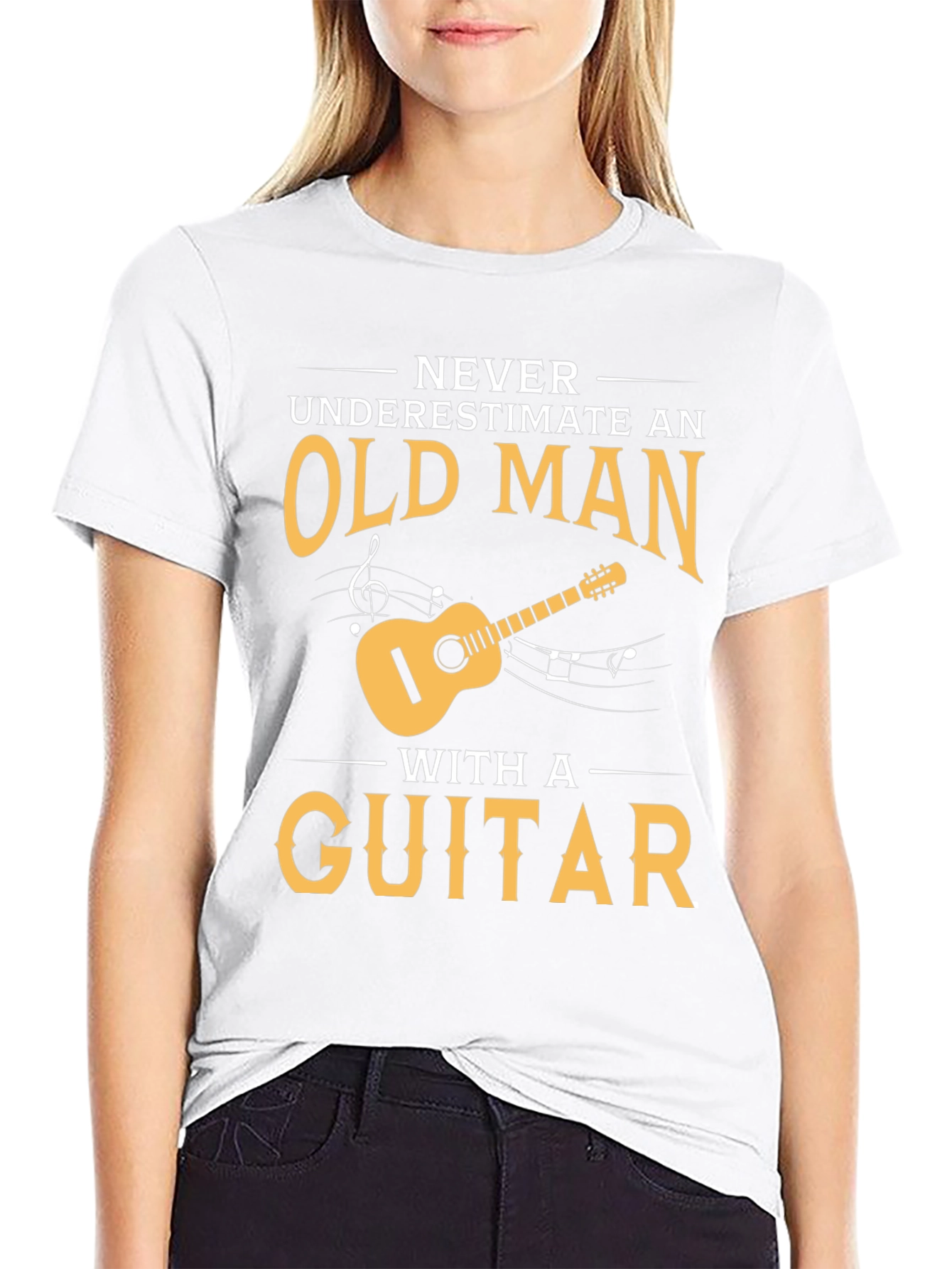 Black Old Man Guitar Player Black T-Shirt view 9