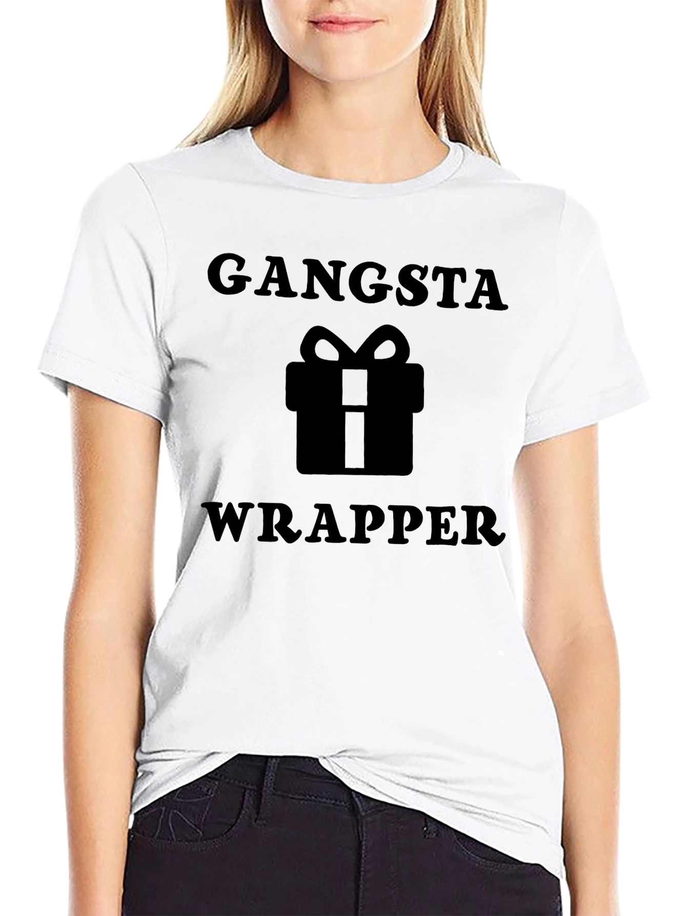 Black Gangsta Wrapper Gift Graphic T-Shirt view 9