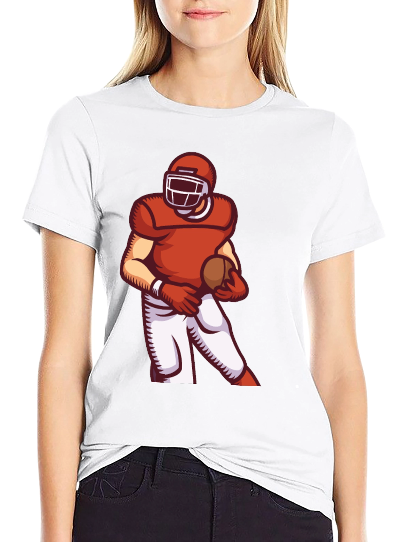 Black Football Player Graphic Tee - Sporty Black T-Shirt view 9