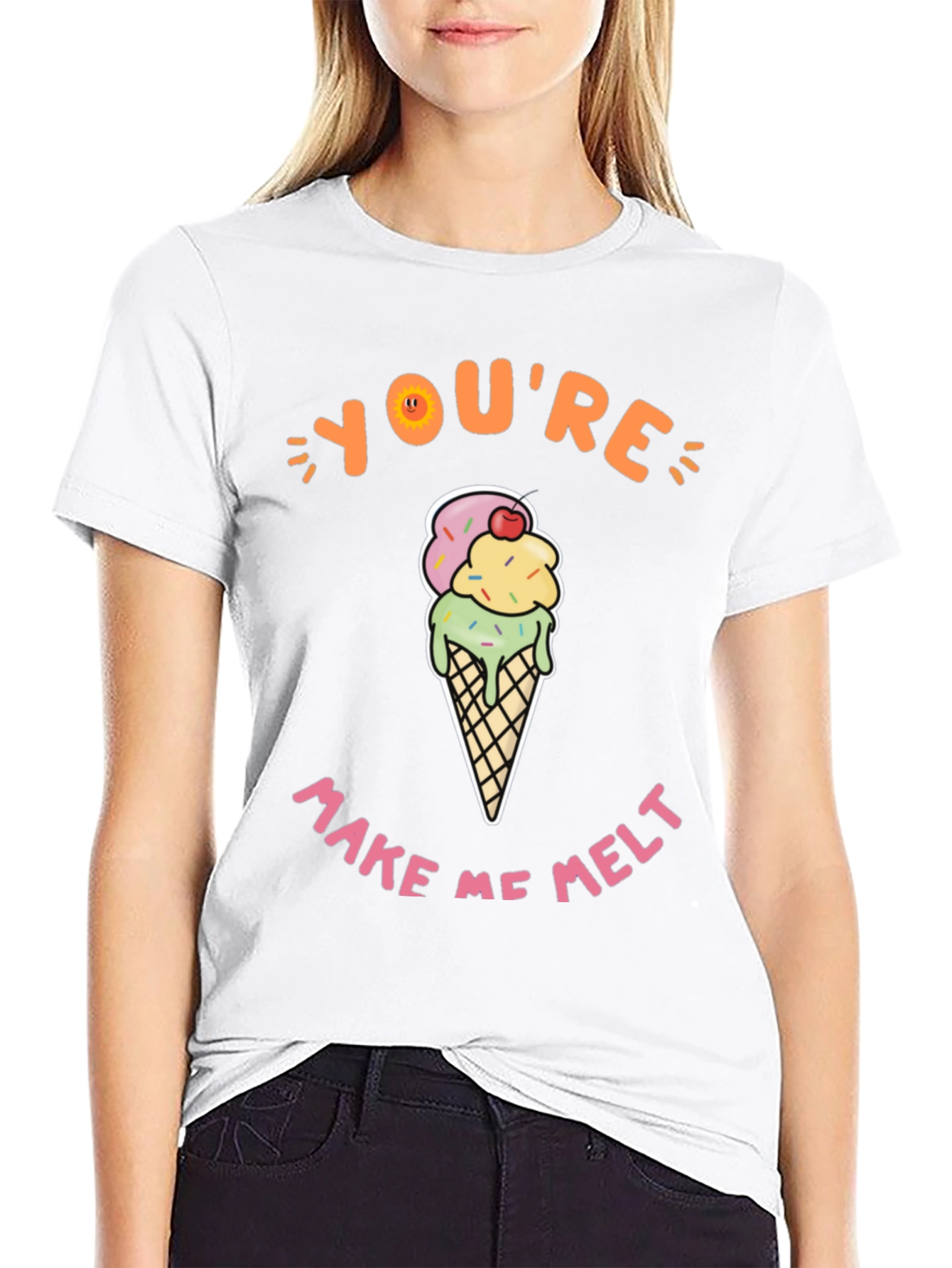 Black You're Make Me Melt Ice Cream Graphic Tee view 9