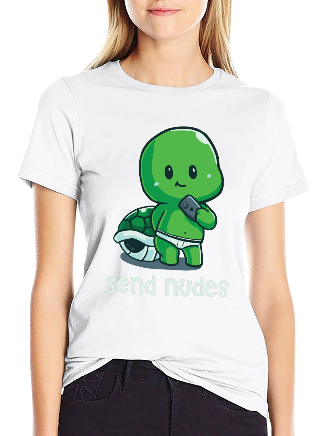 Black Send Nudes Turtle T-Shirt - Funny Graphic Tee view 9
