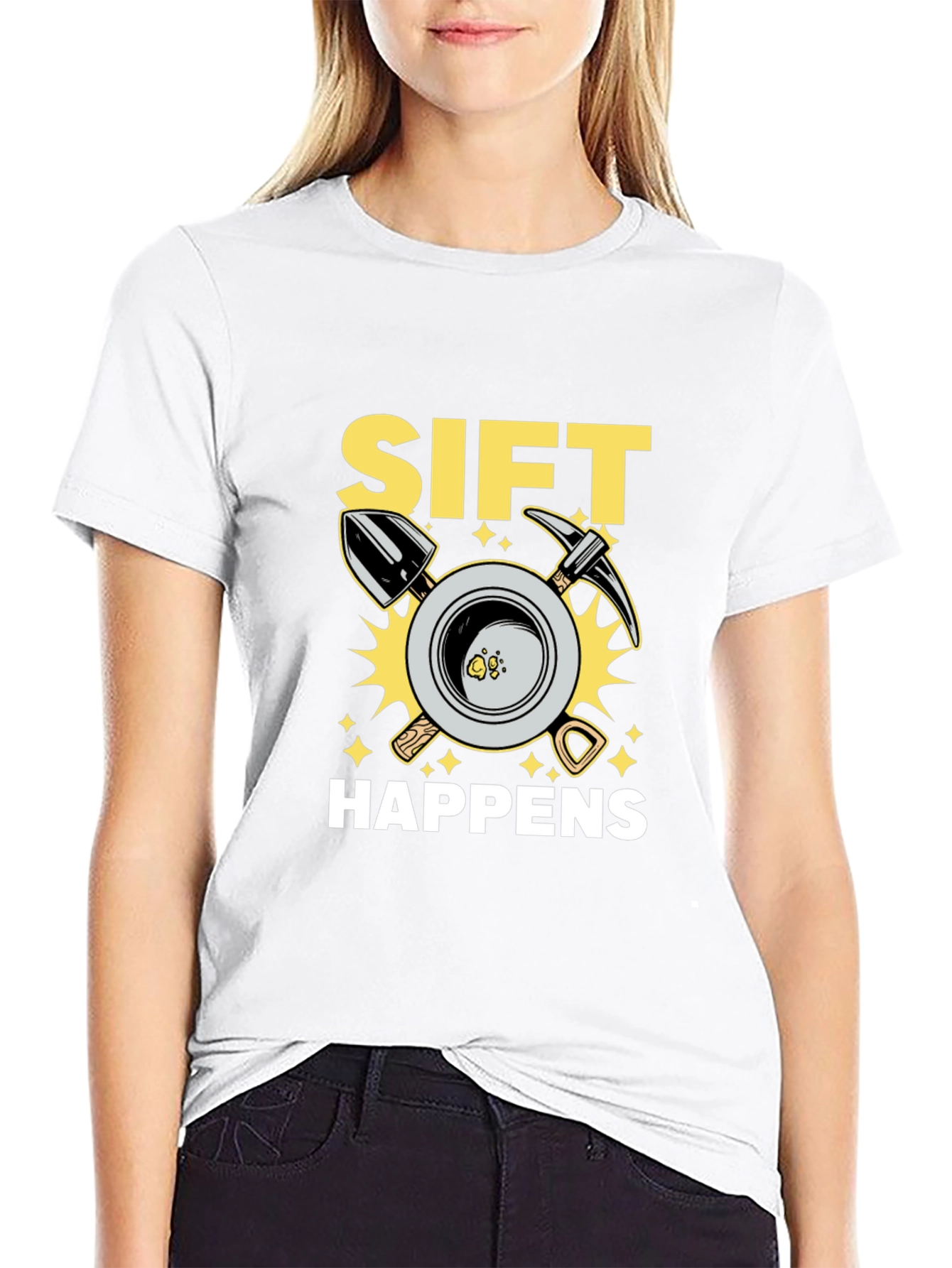 Black Sift Happens Graphic T-Shirt - Gold Mining Humor view 9