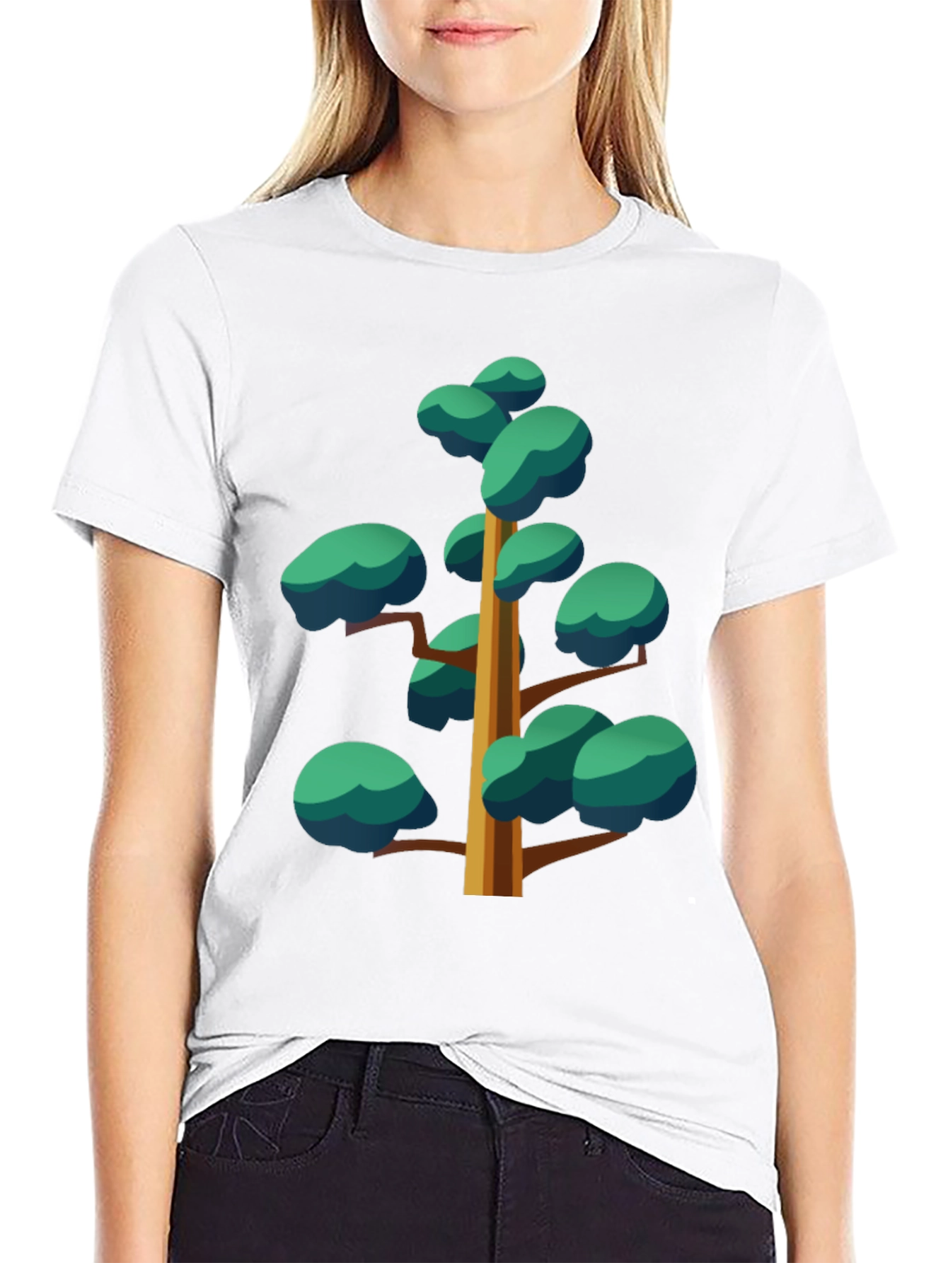 Black Cartoon Tree Graphic Black Tee view 9