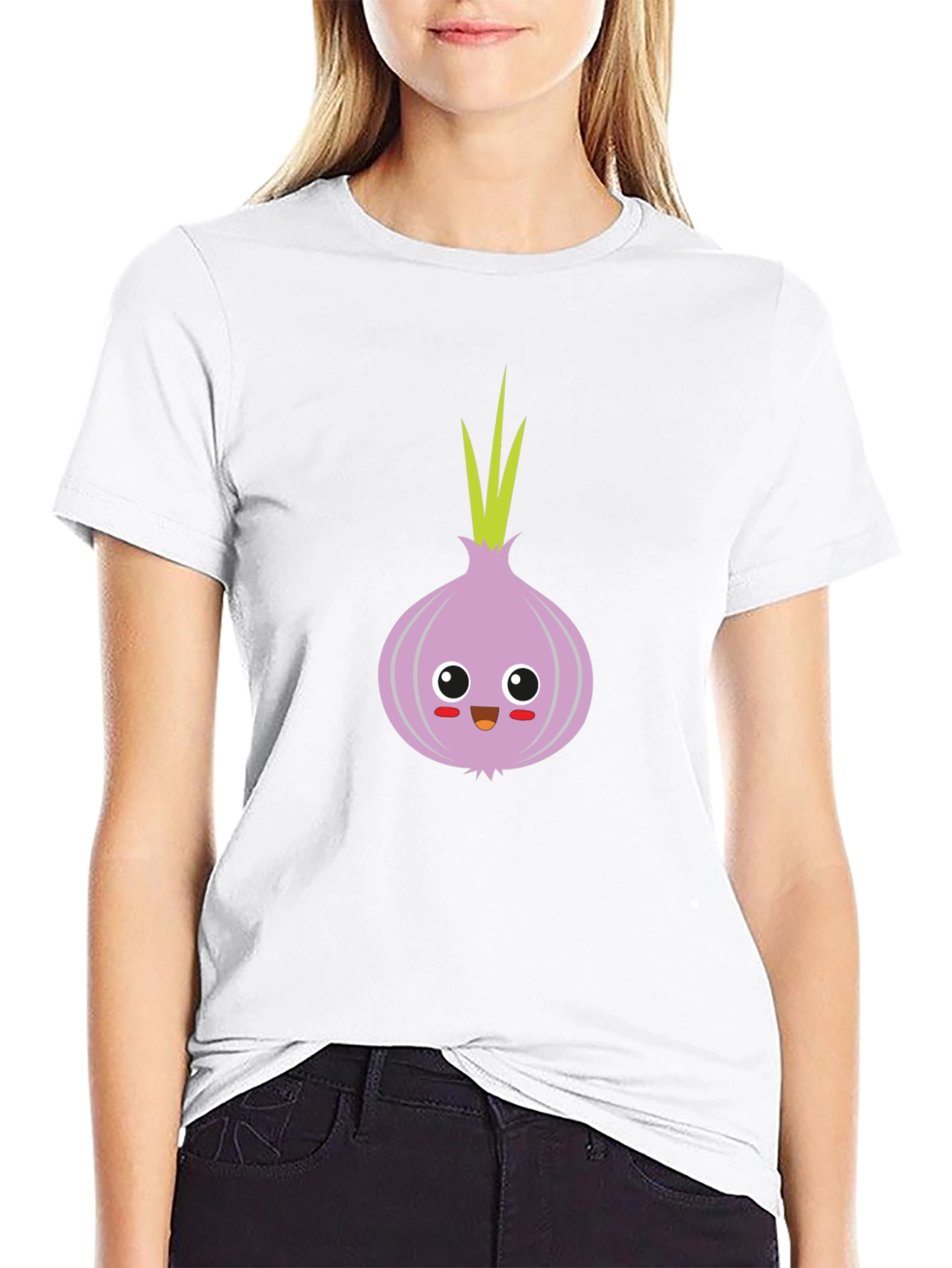 Black Cute Onion Cartoon T-Shirt - Fun & Unique Design view 9