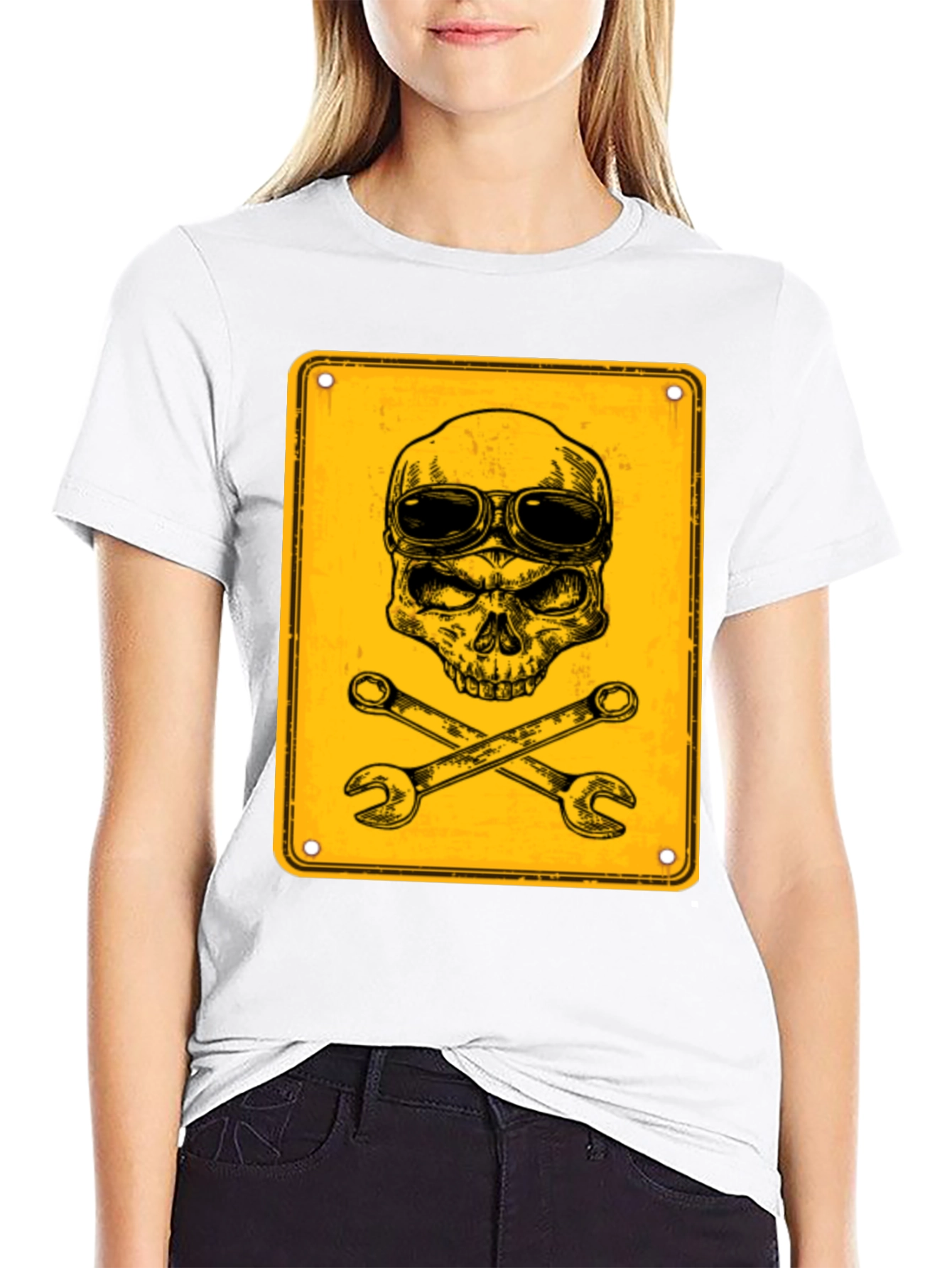 Black Skull & Wrenches Graphic T-Shirt - Mechanic Style view 9