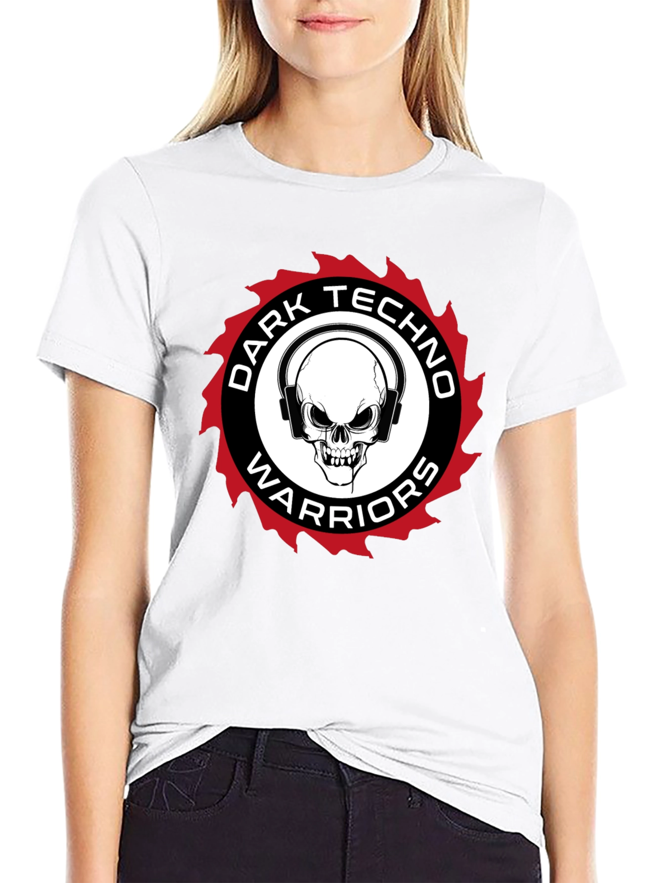 Black Dark Techno Warriors Graphic Tee view 9