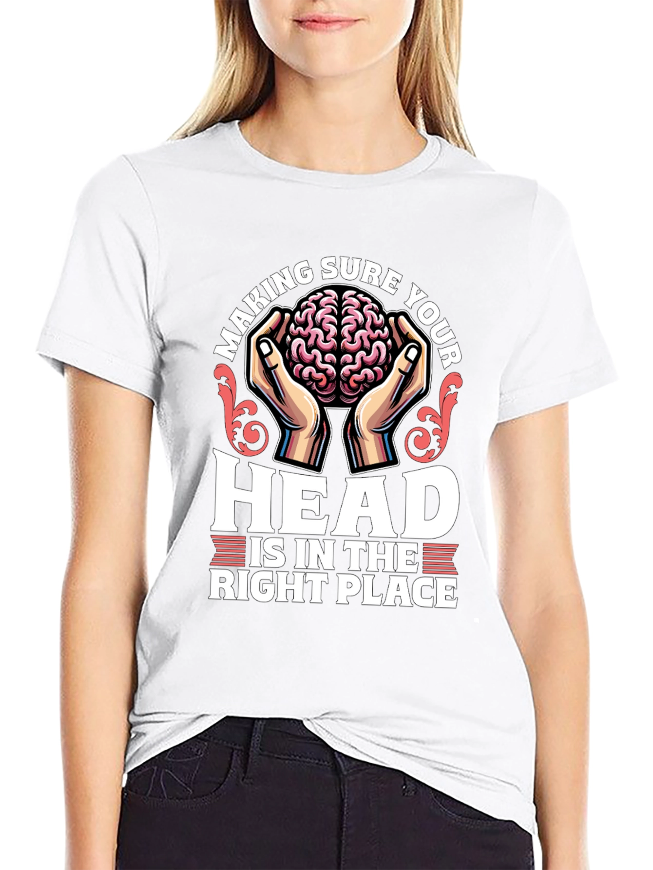 Black Brain in Hands Graphic Tee - Right Place view 9