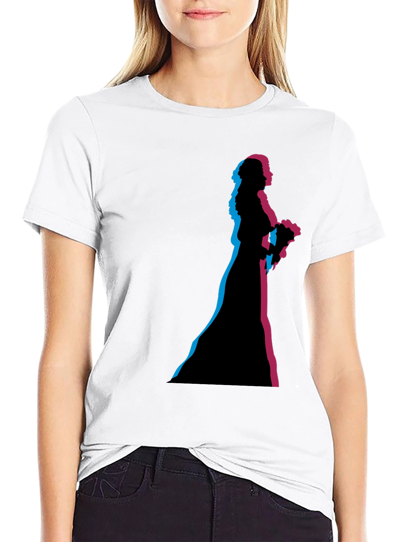 Black Bride Silhouette Graphic Black T-Shirt view 9