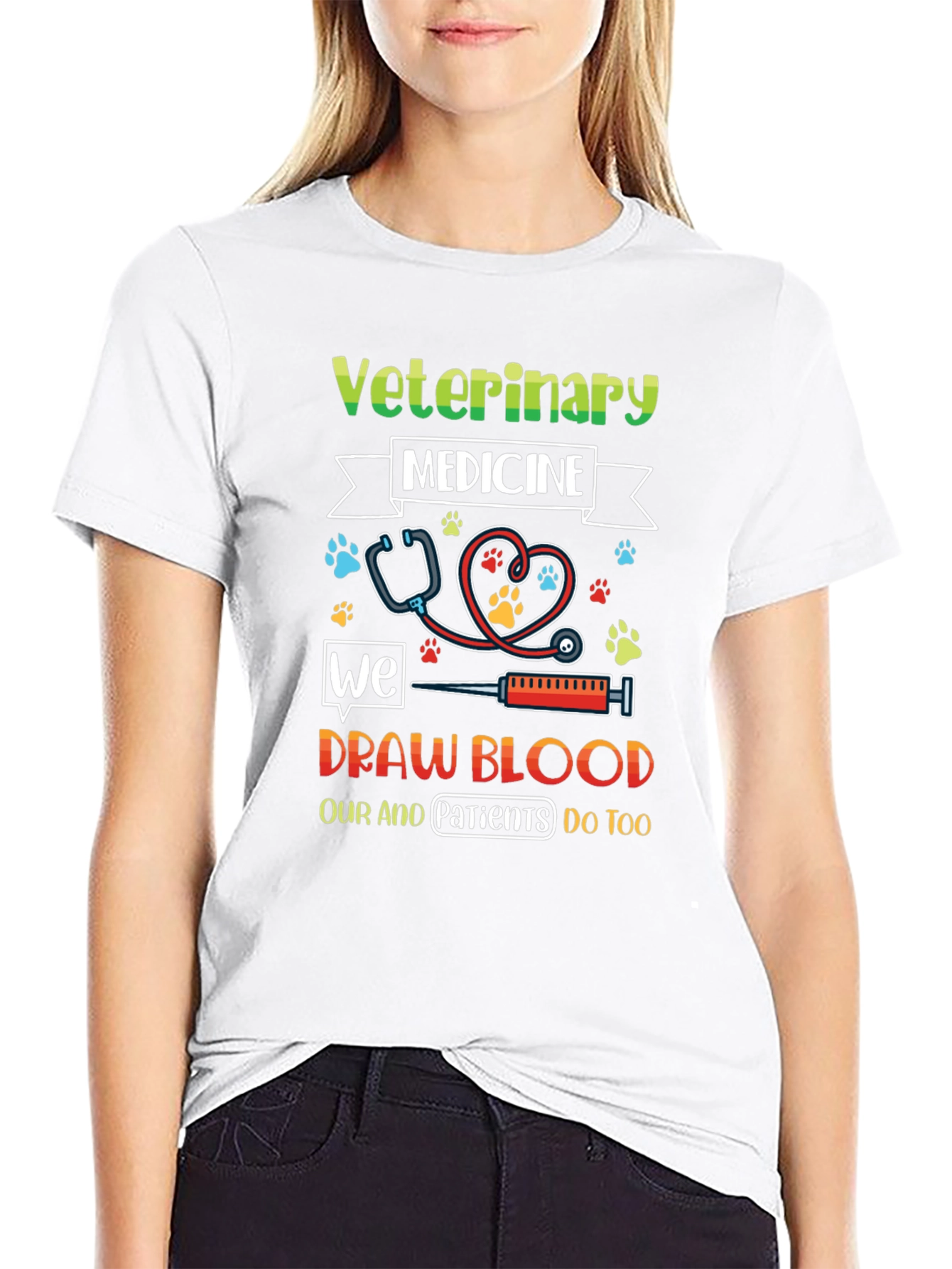 Black Veterinary Medicine Draw Blood T-Shirt view 9