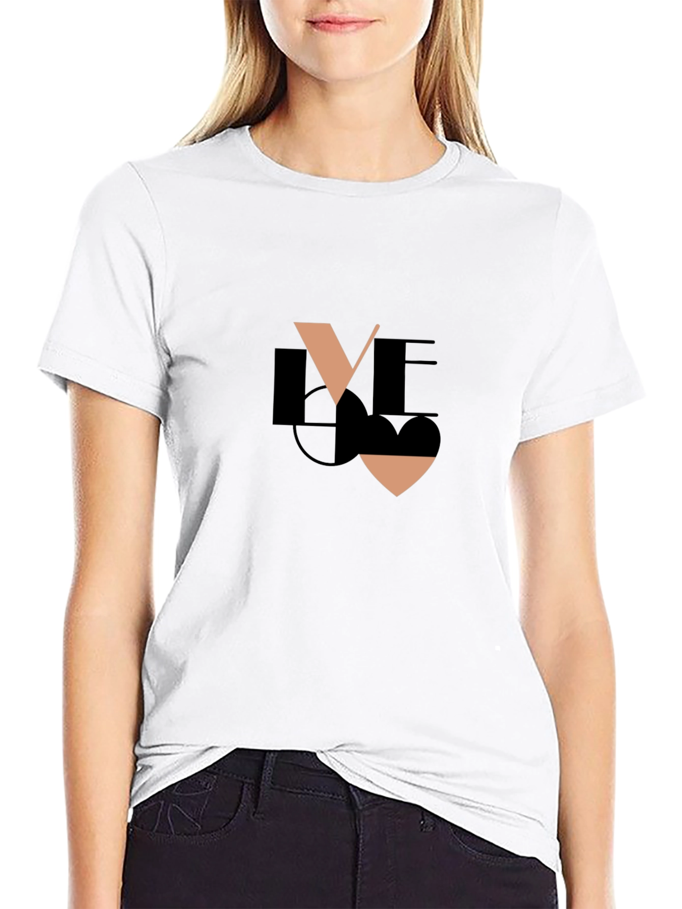 Black Love Design Black T-Shirt view 9