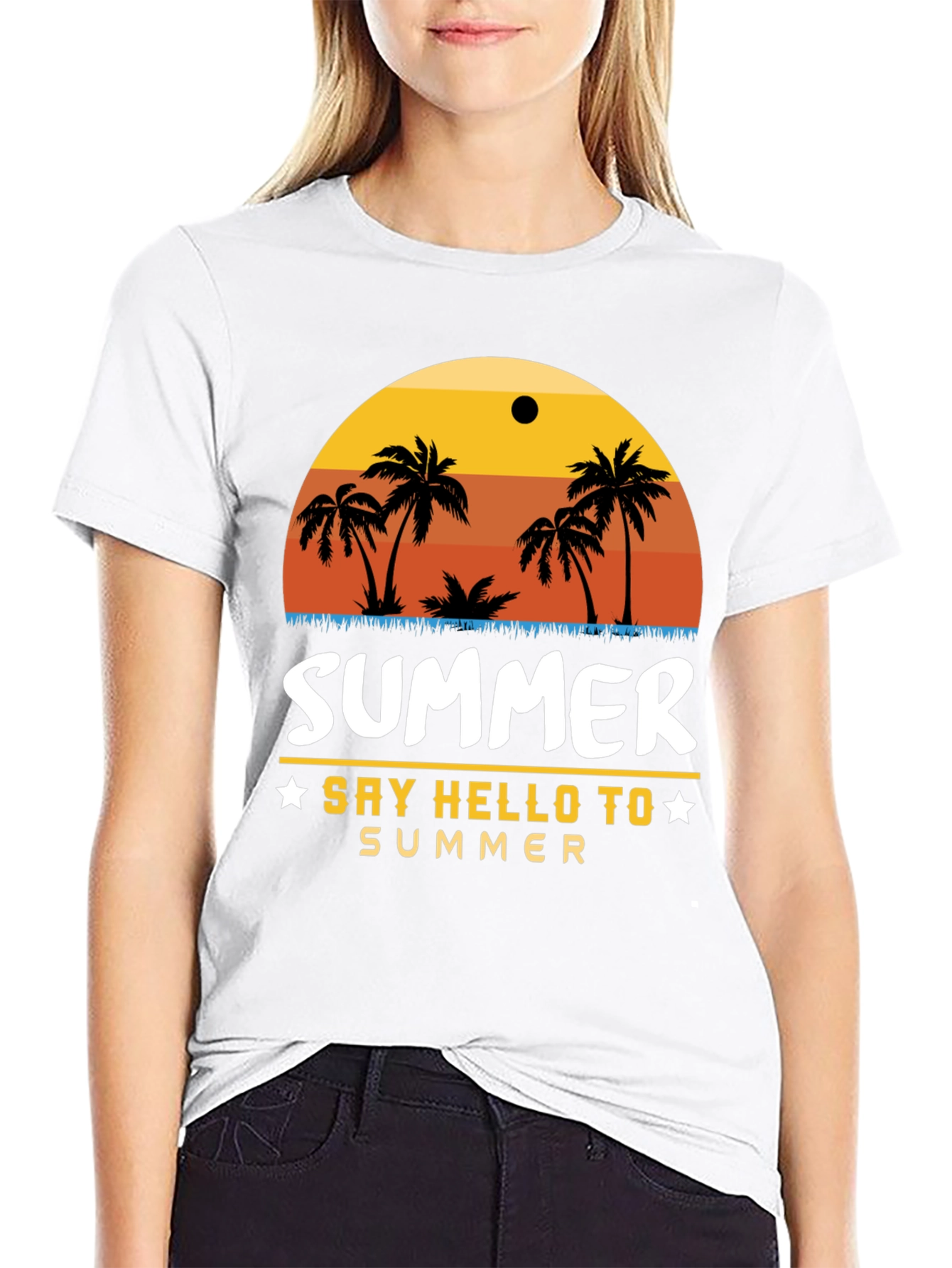 Black Summer Palm Tree Graphic T-Shirt view 9