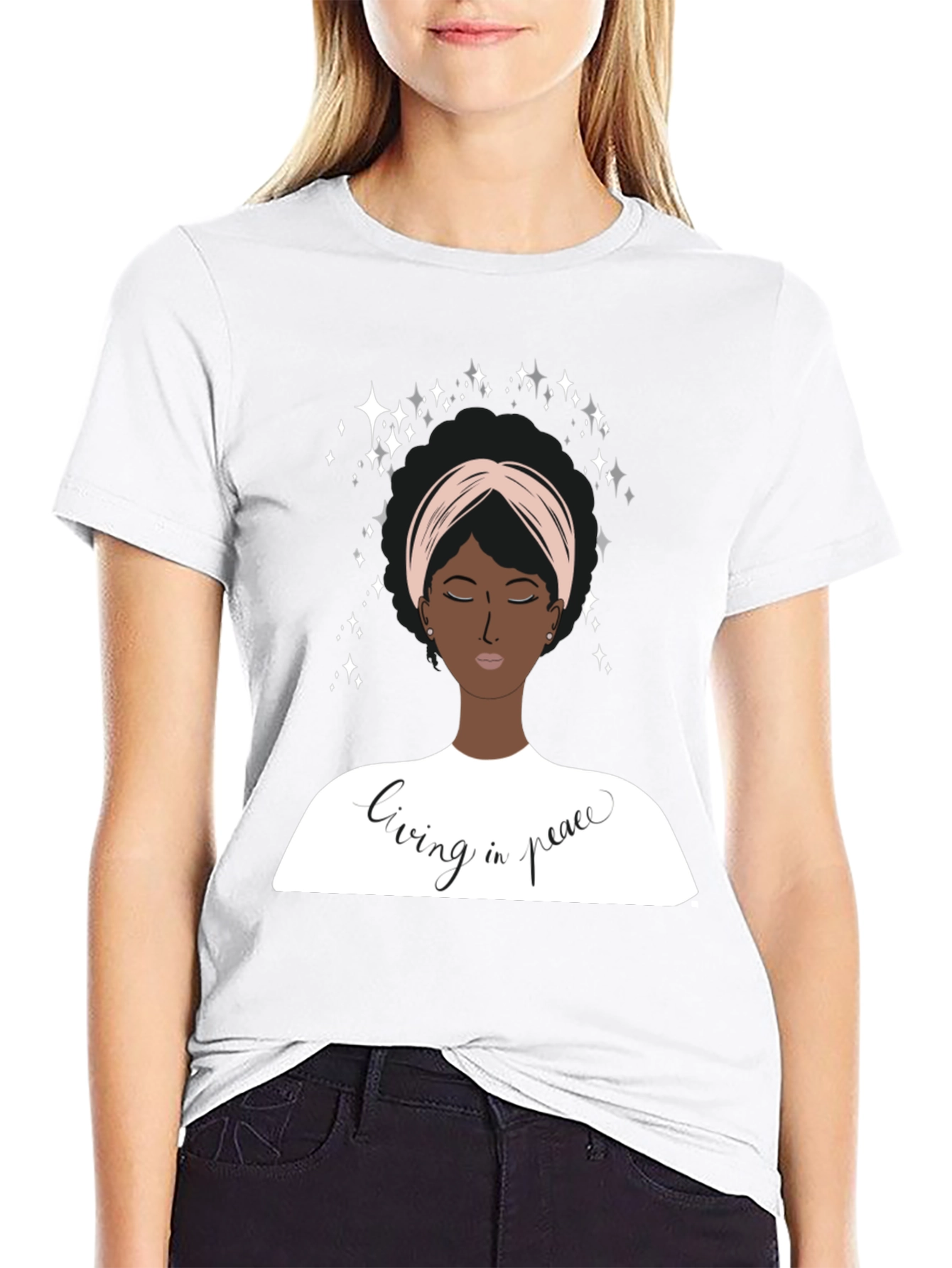 Black Living In Peace Graphic T-Shirt view 9