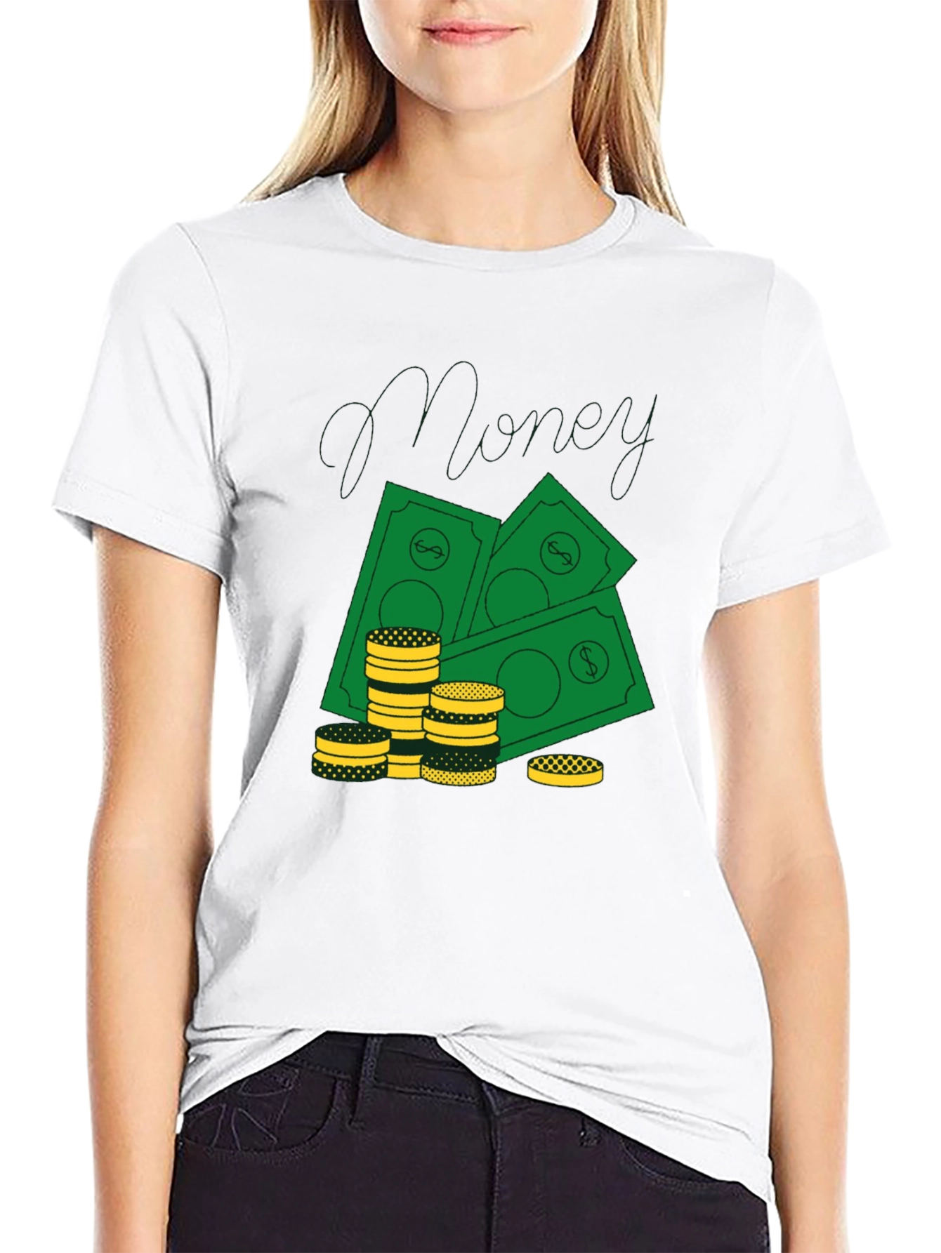 Black Money Graphic Print Black T-Shirt view 9