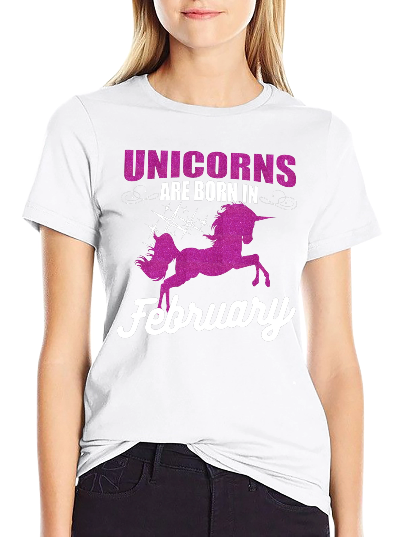 Black Unicorns Born in February T-Shirt view 9