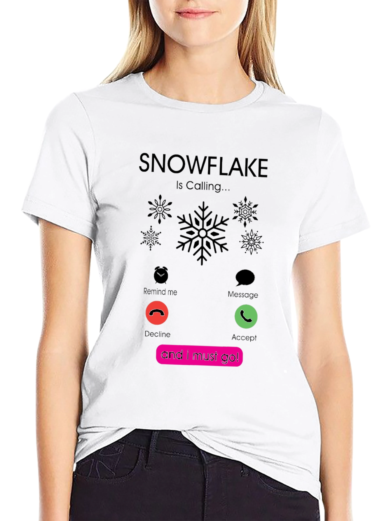 Black Snowflake Is Calling T-Shirt - Trendy Graphic Tee view 9