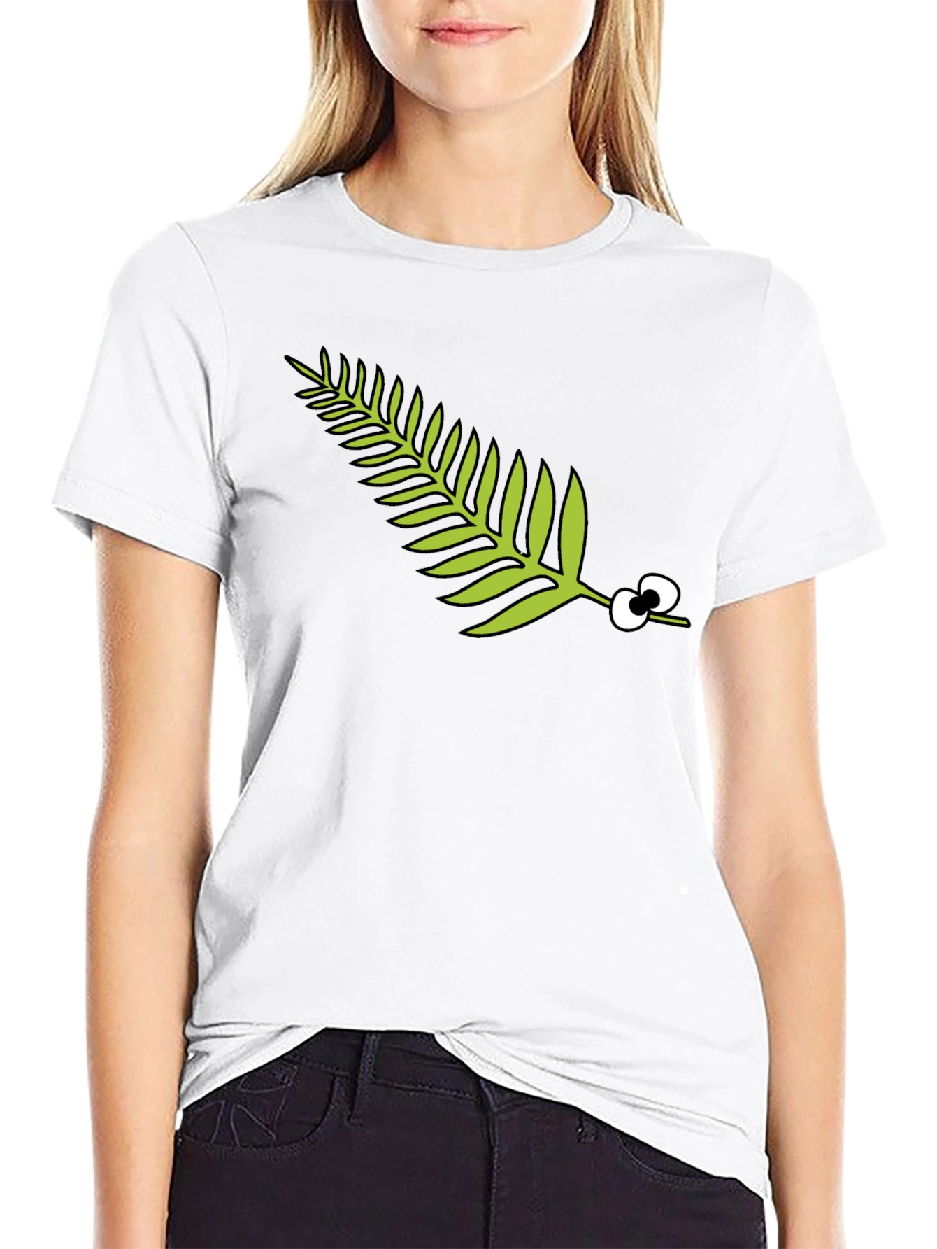 Black Funny Fern with Eyes Black T-Shirt view 9