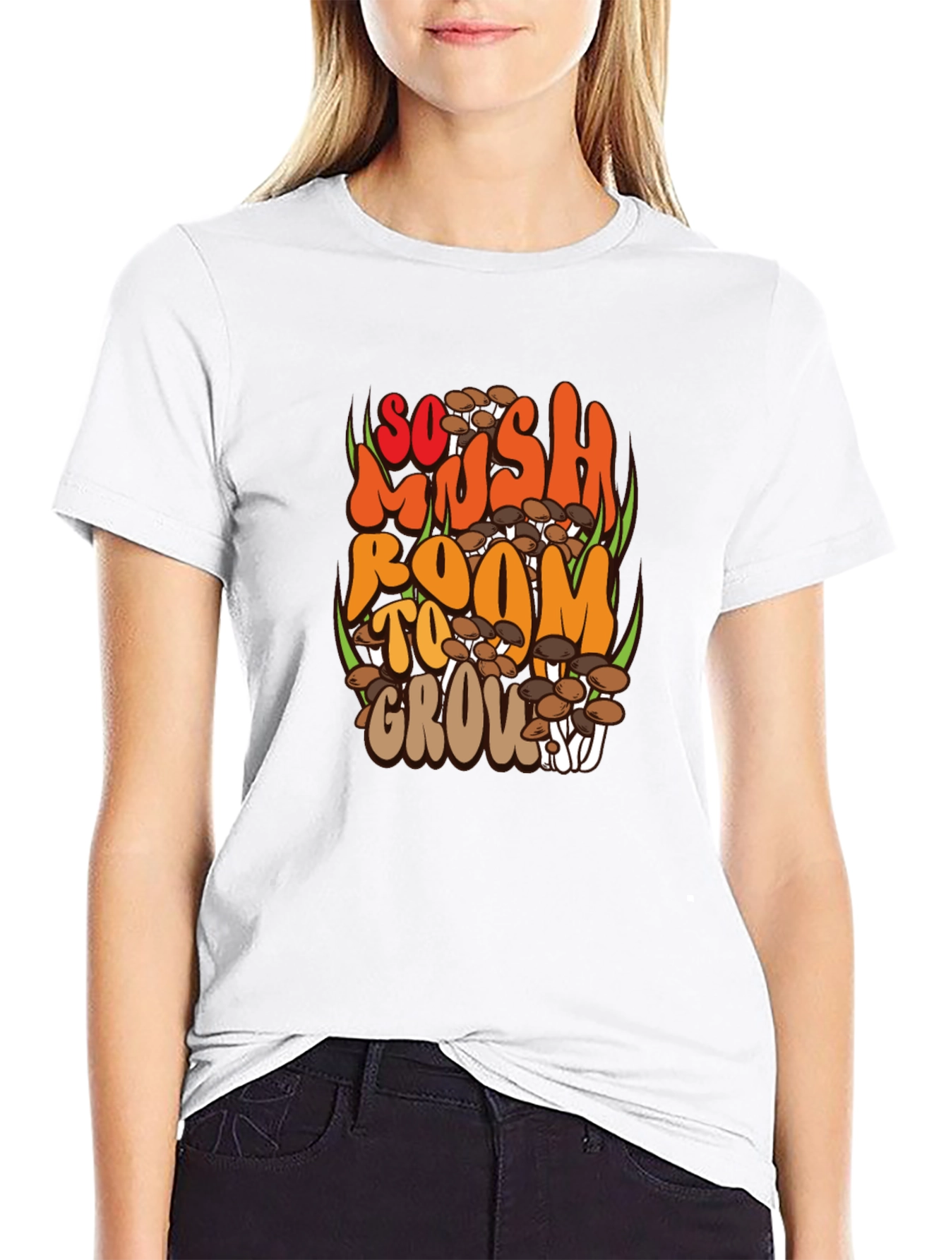 Black So Mush Room to Grow Black Graphic Tee view 9