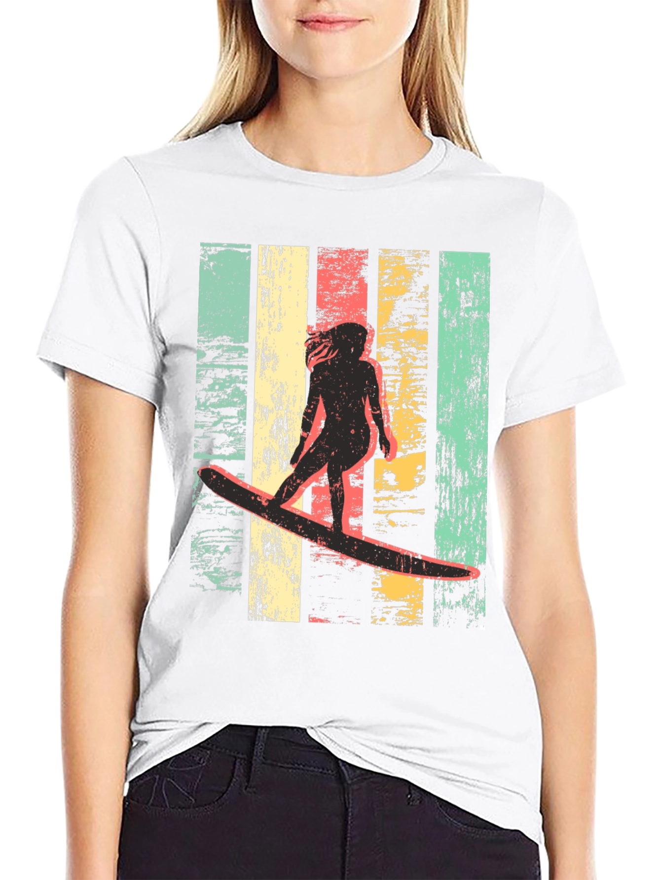 Black Vintage Surfer Graphic Tee - Cool Retro Design view 9