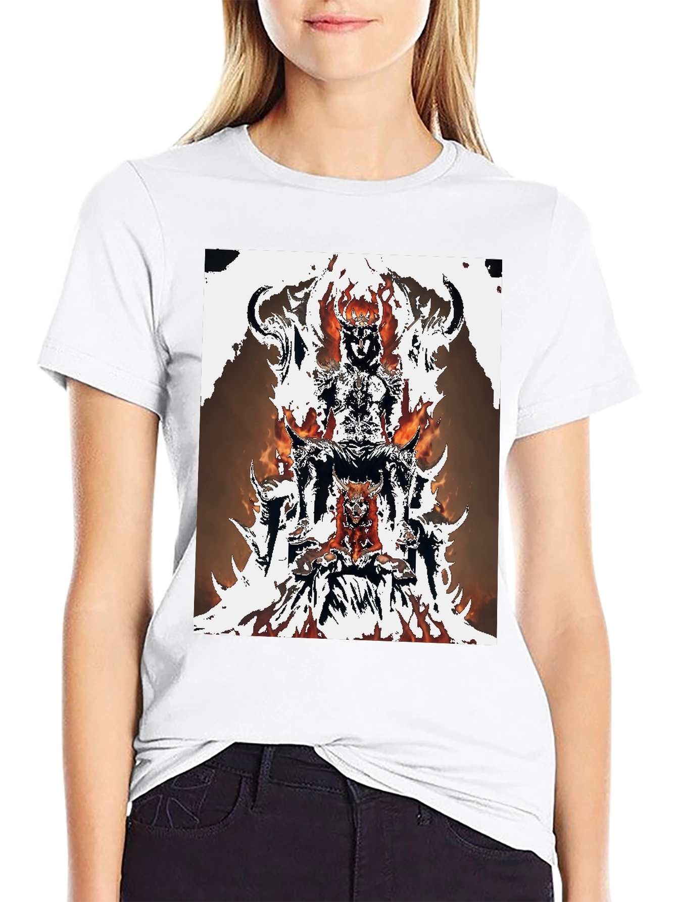 Black Fiery Throne Graphic Tee - Black Cotton Blend view 9