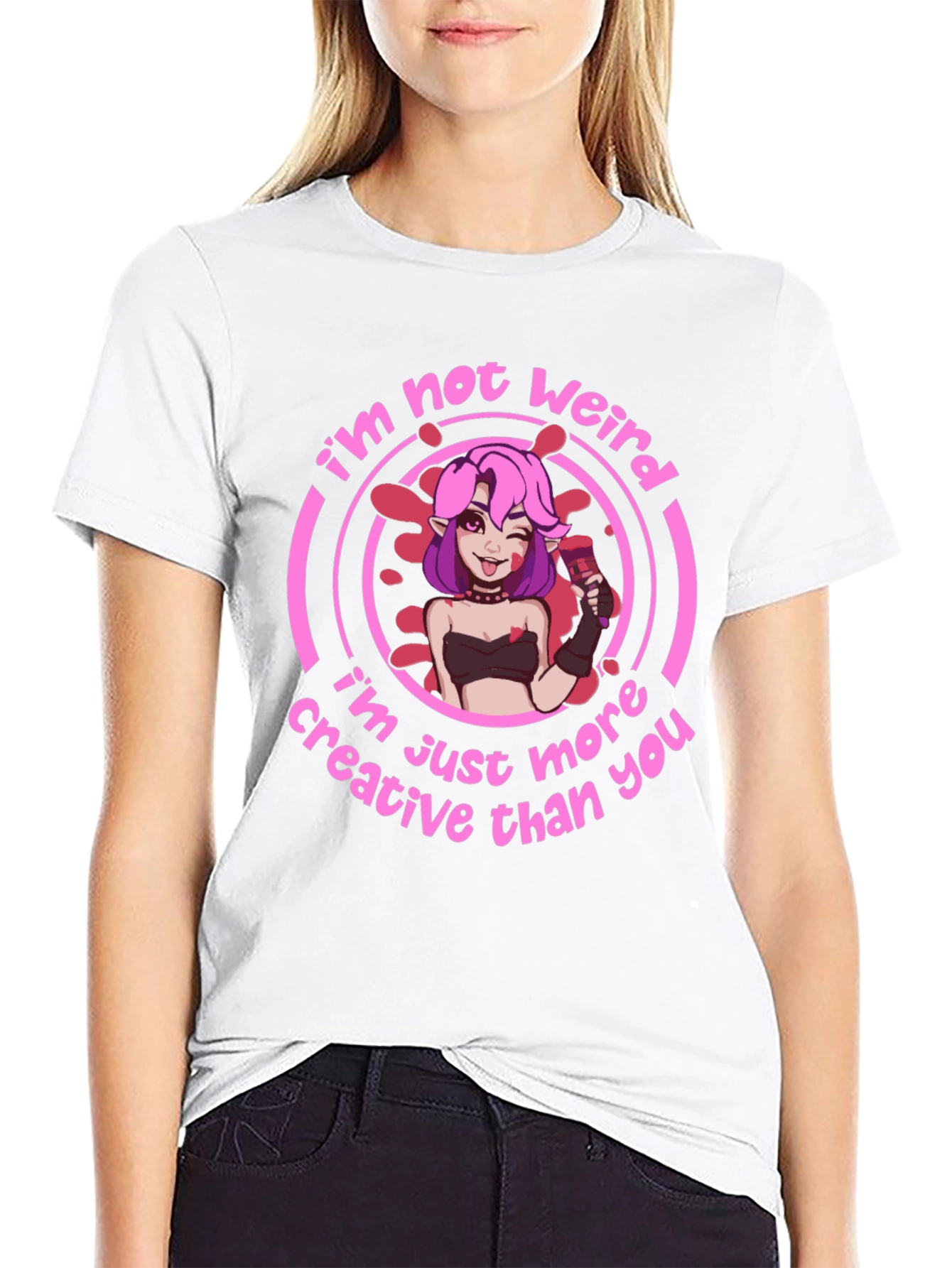 Black I'm Not Weird Graphic T-Shirt - Creative Design view 9