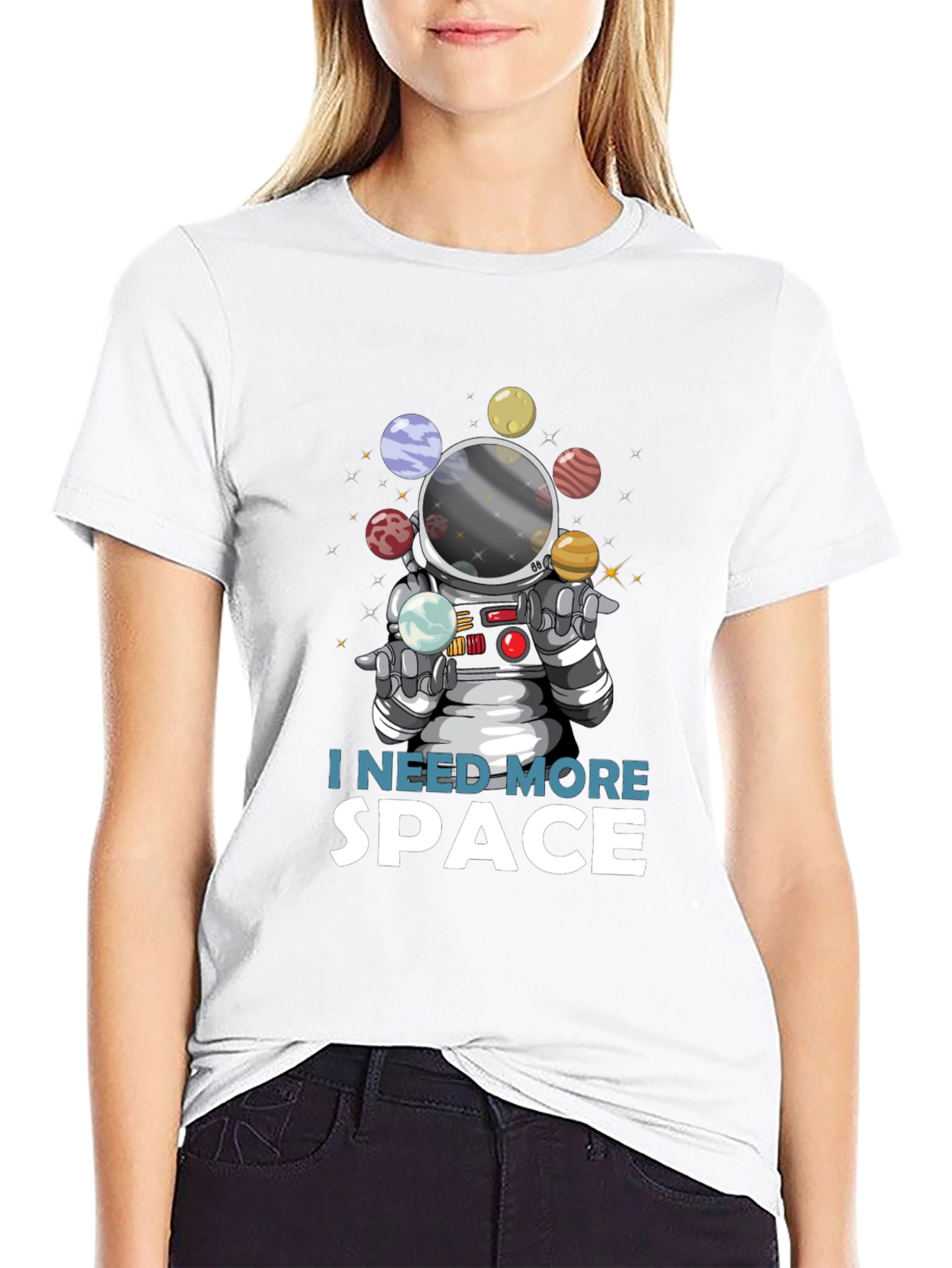 Black I Need More Space Astronaut T-Shirt view 9