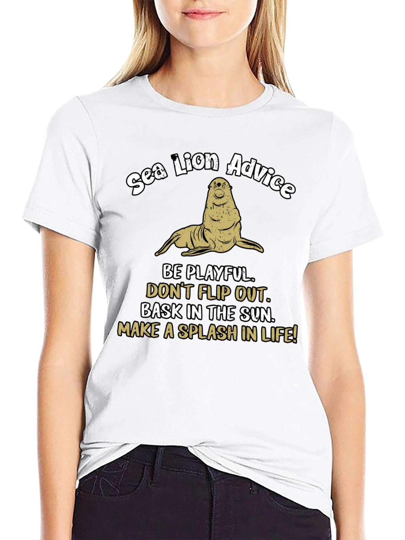 Black Sea Lion Advice Graphic T-Shirt view 9