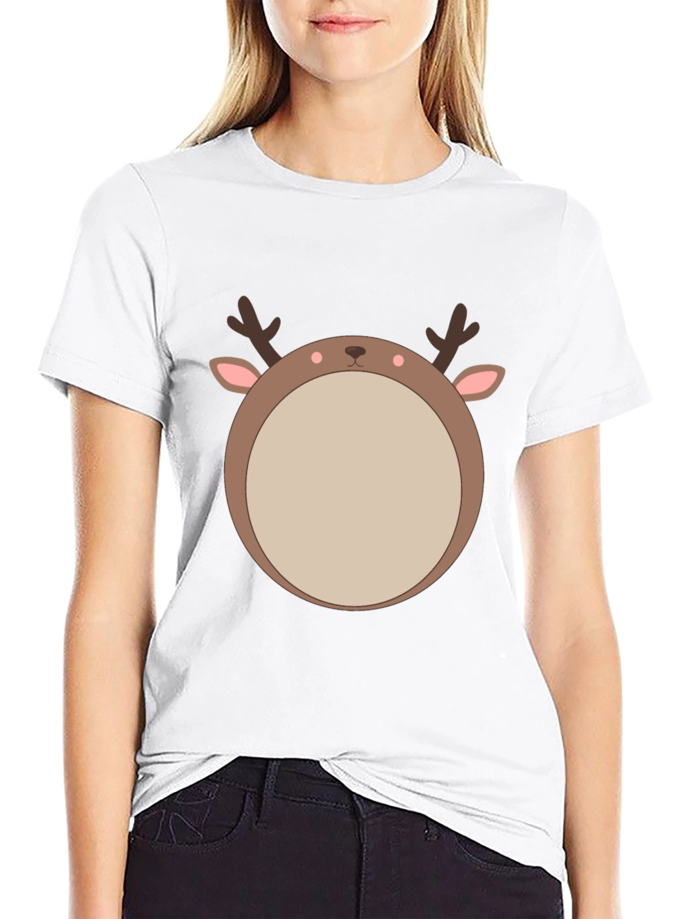 Black Reindeer Graphic Tee - Festive Holiday Style view 9