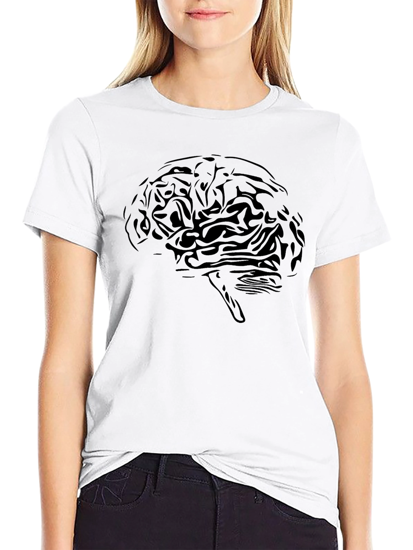 Black Brain Graphic Tee - Black Cotton T-Shirt view 9