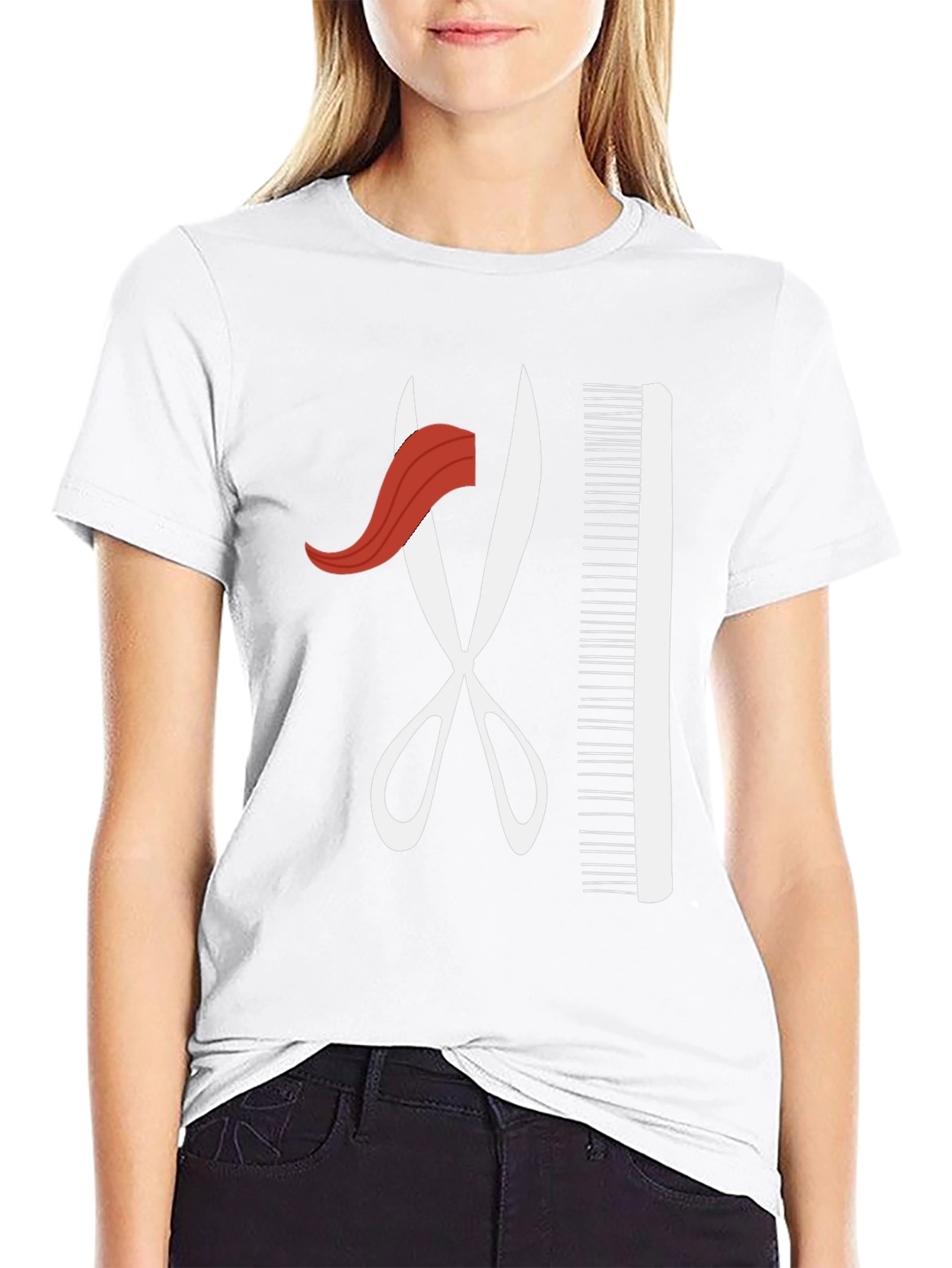 Black Barber Style T-Shirt - Scissors and Comb Graphic view 9