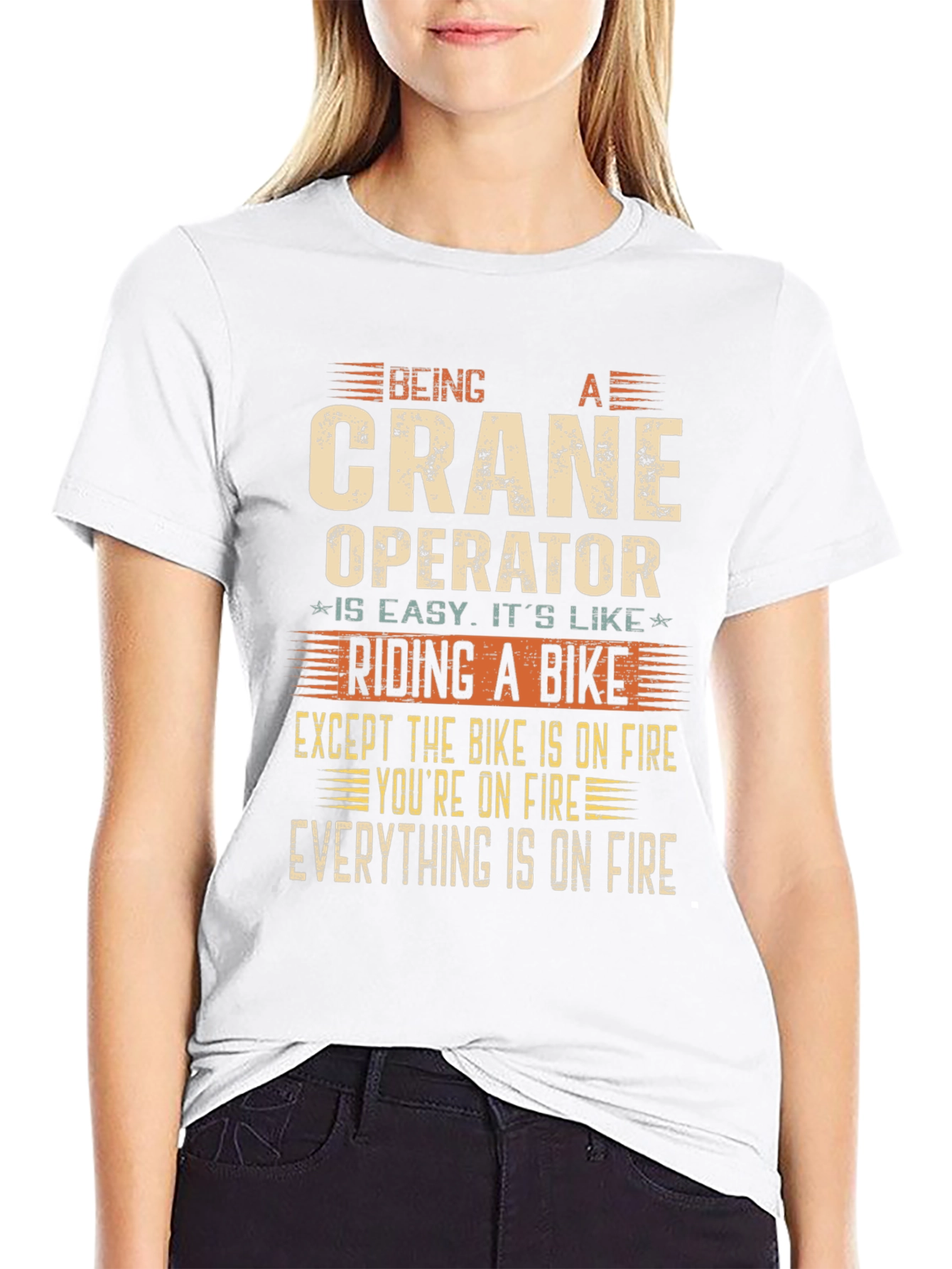 Black Crane Operator On Fire Joke T-Shirt view 9