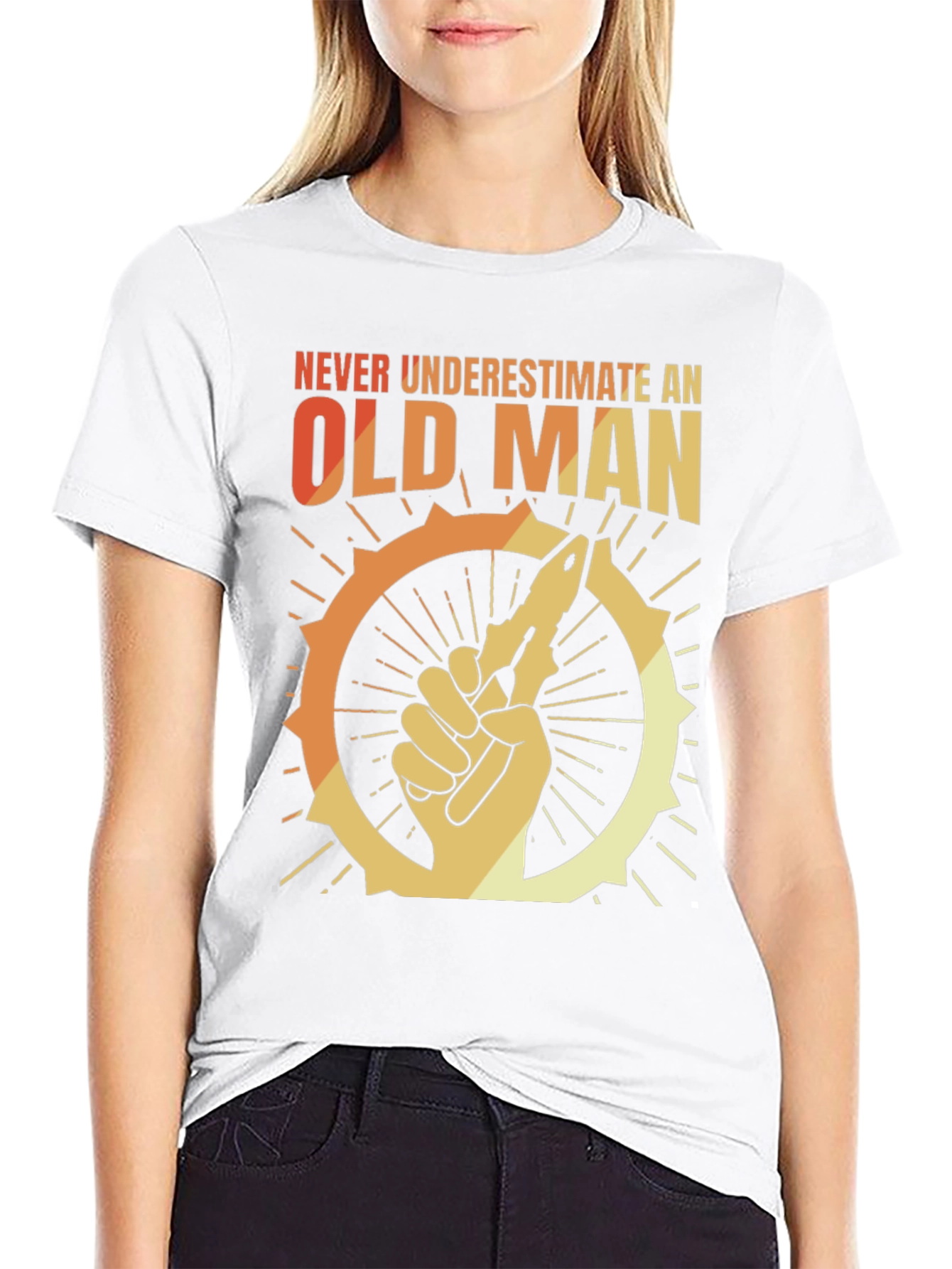 Black Never Underestimate an Old Man Graphic T-Shirt view 9