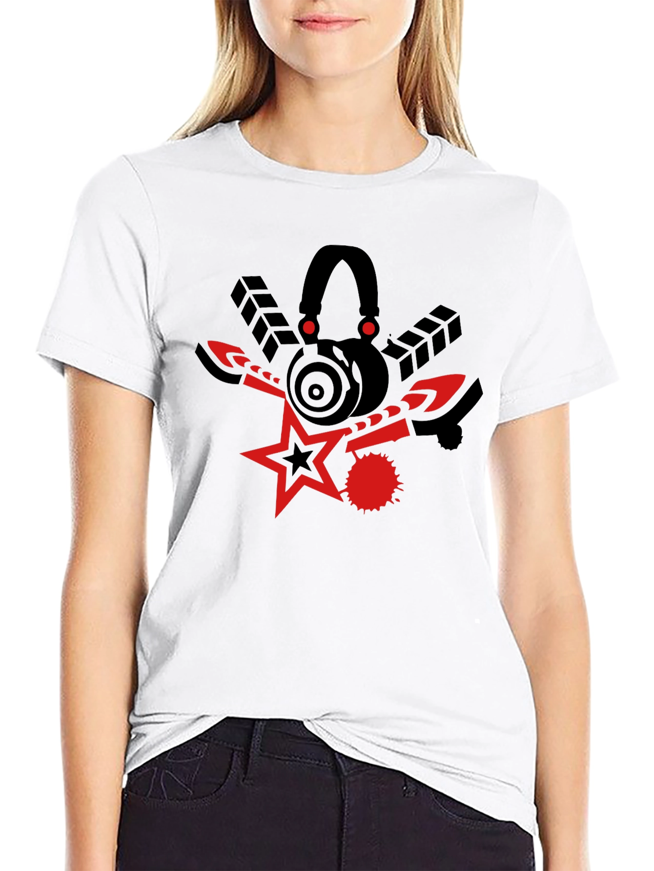 Black Red Star Graphic Tee view 9