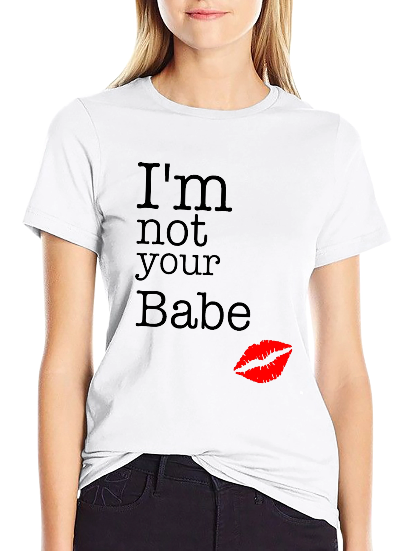 Black I'm Not Your Babe Graphic T-Shirt view 9