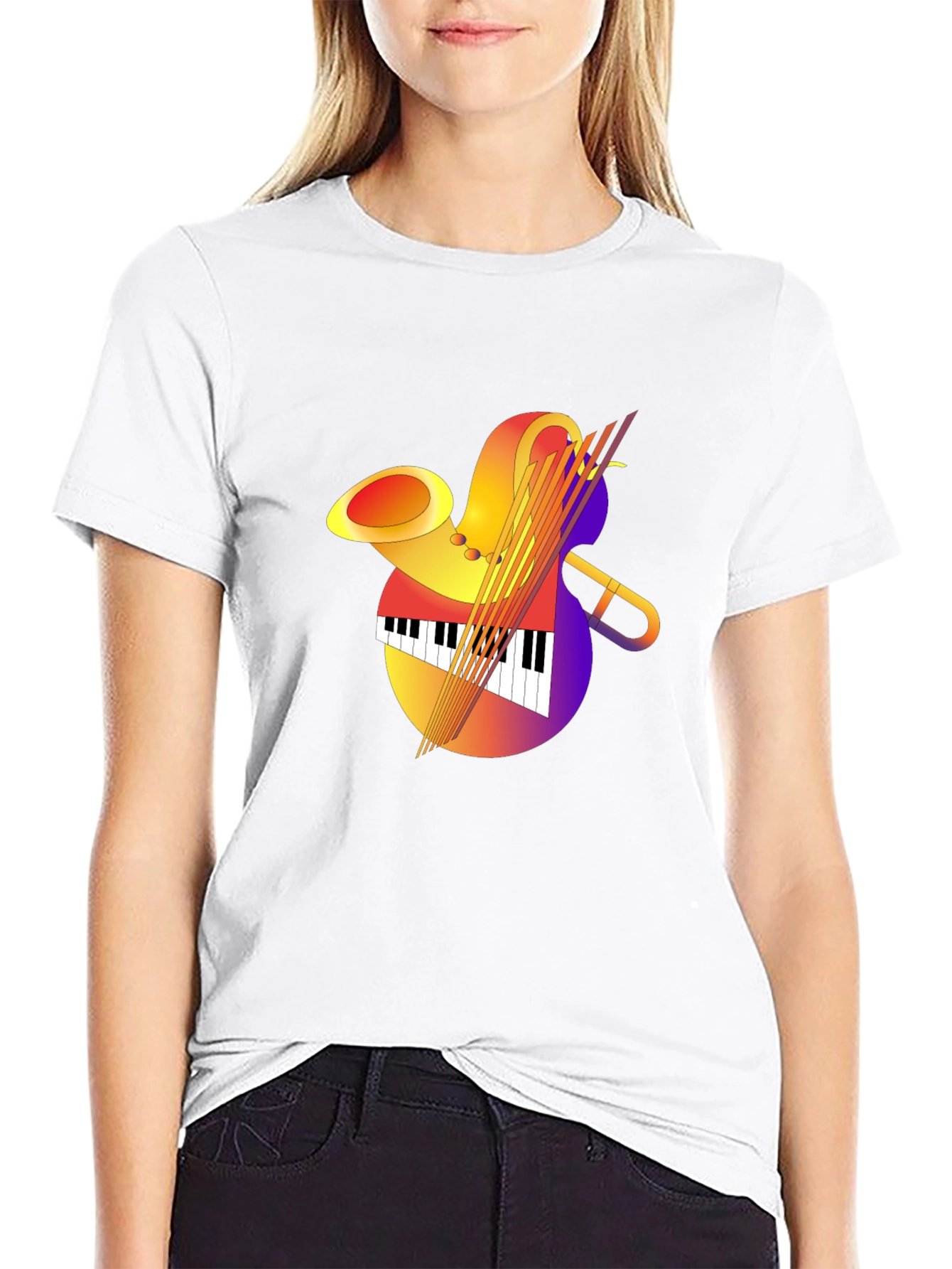 Black Musical Instruments Graphic Tee view 9