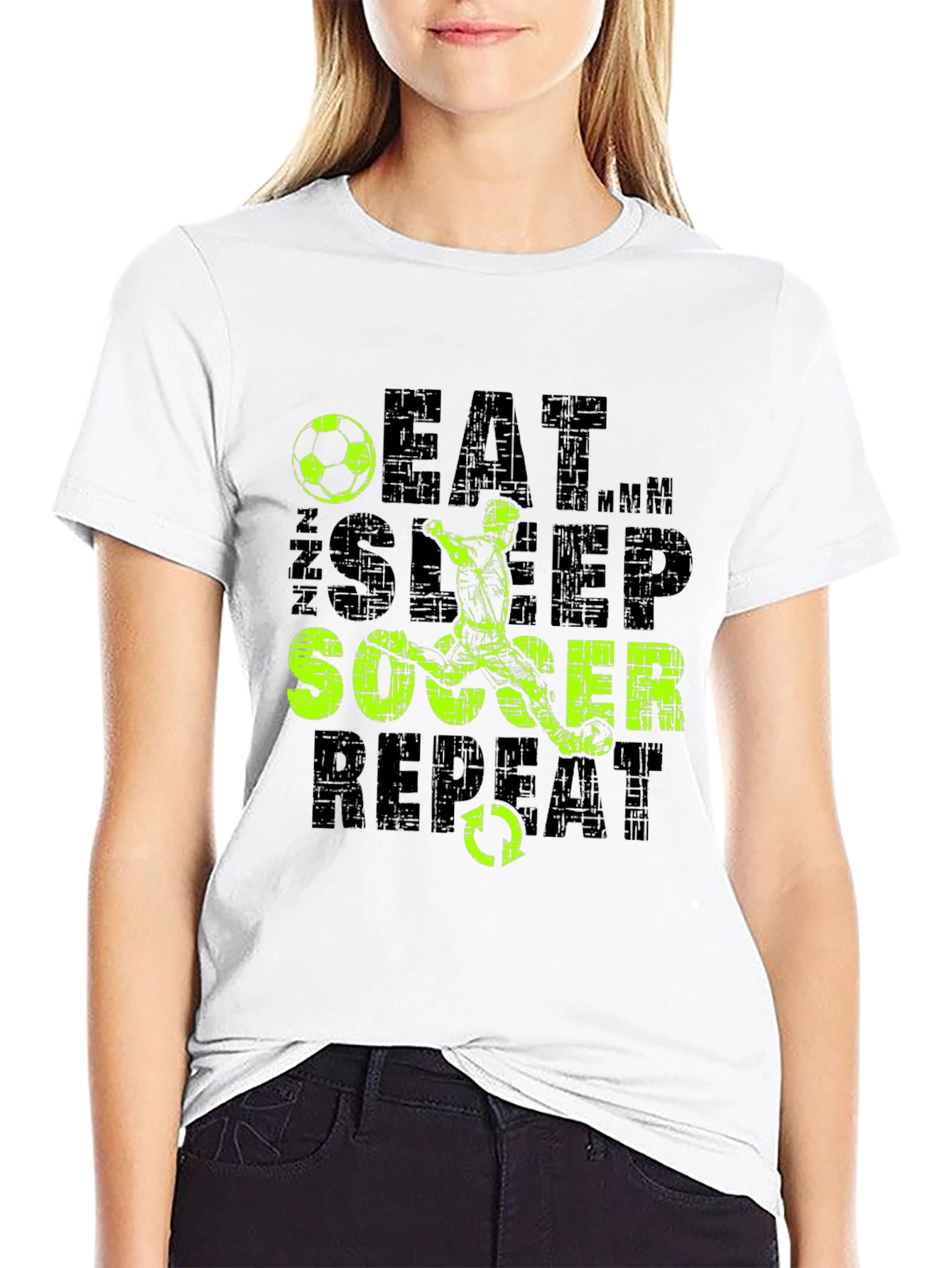 Black Eat Sleep Soccer Repeat T-Shirt view 9