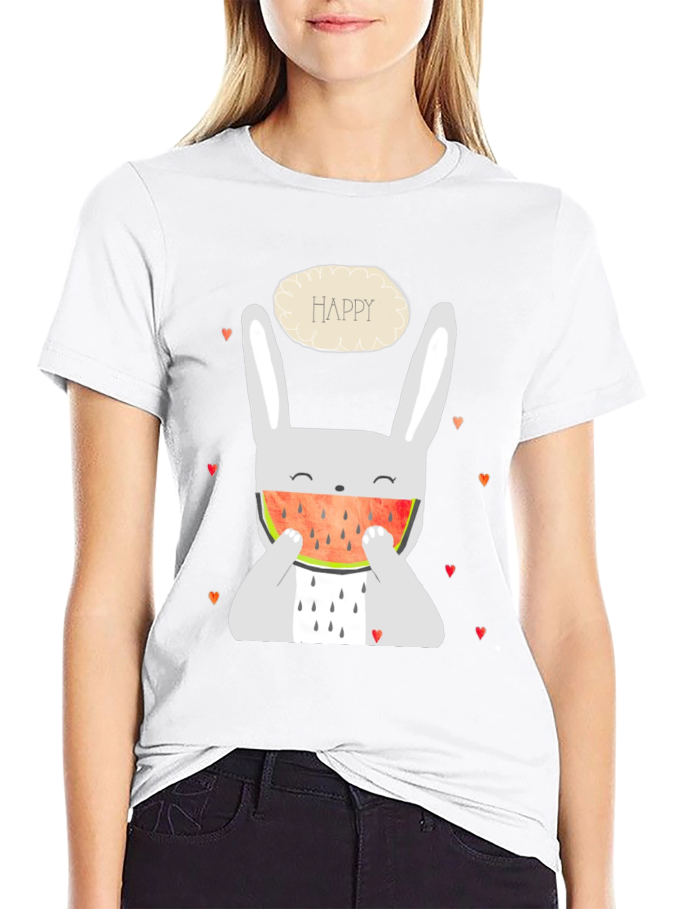 Black Happy Bunny Watermelon Graphic Tee - Black view 9