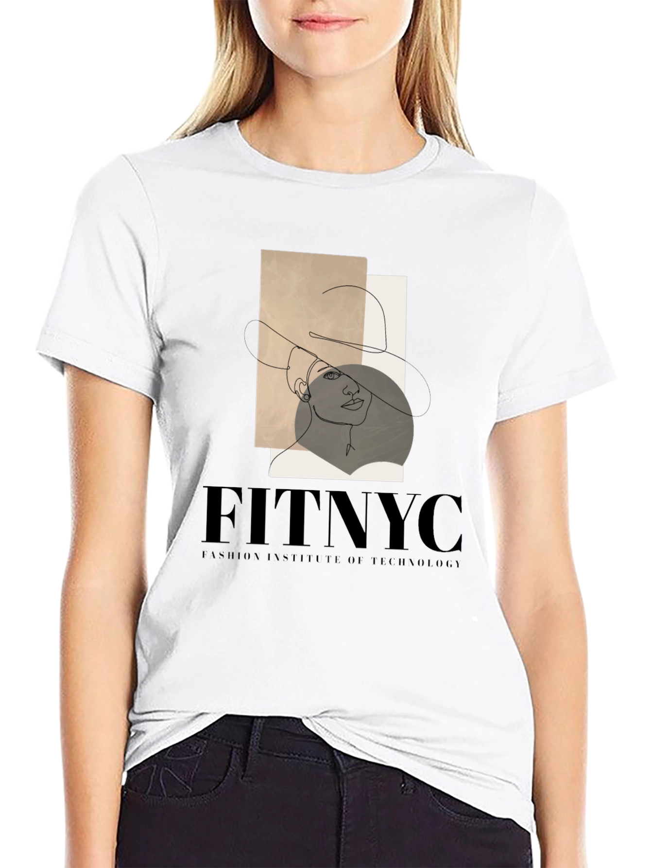 Black FITNYC Fashion Tee: Stylish Line Art Design view 9