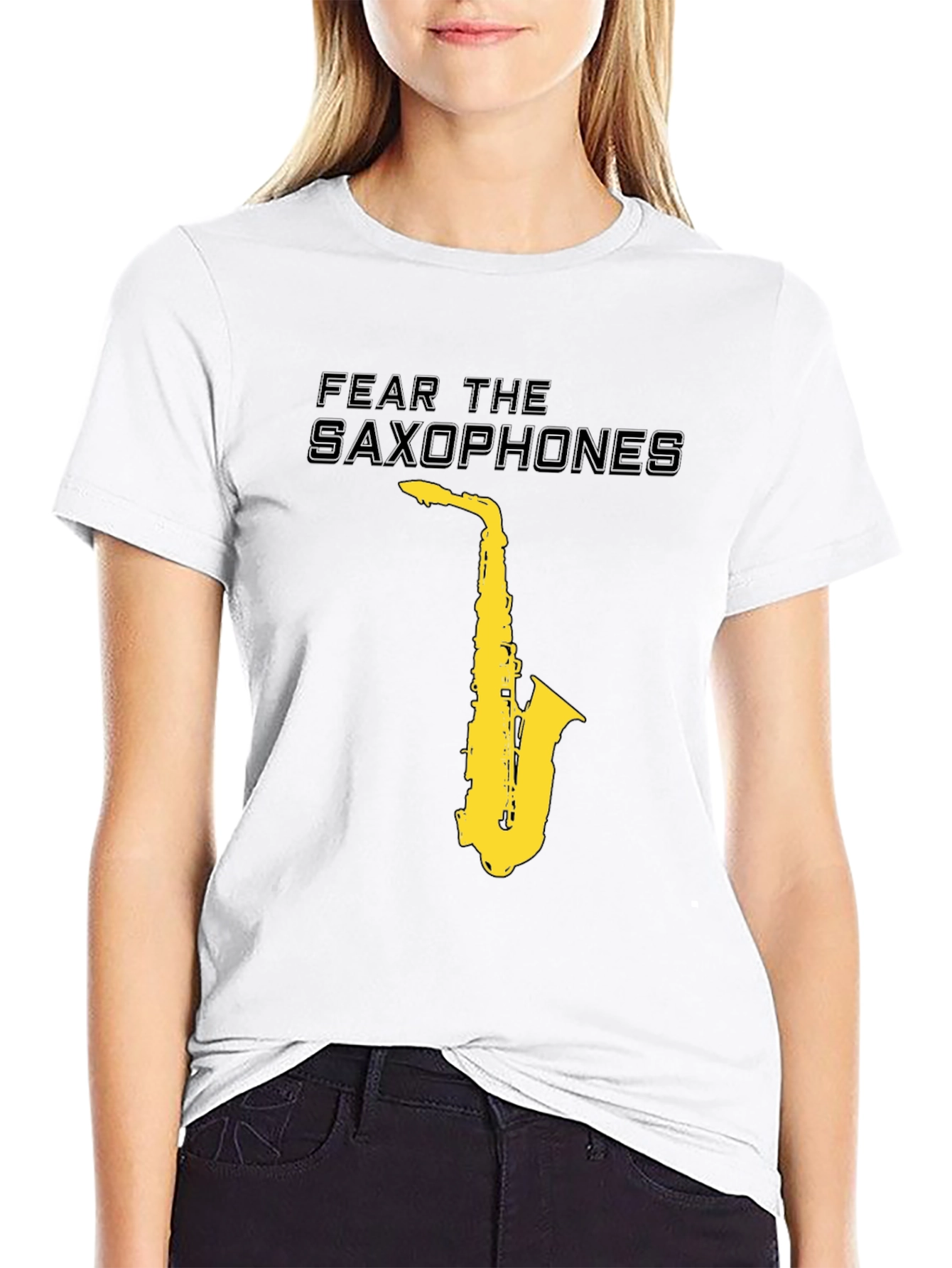 Black Fear the Saxophones Graphic Black T-Shirt view 9