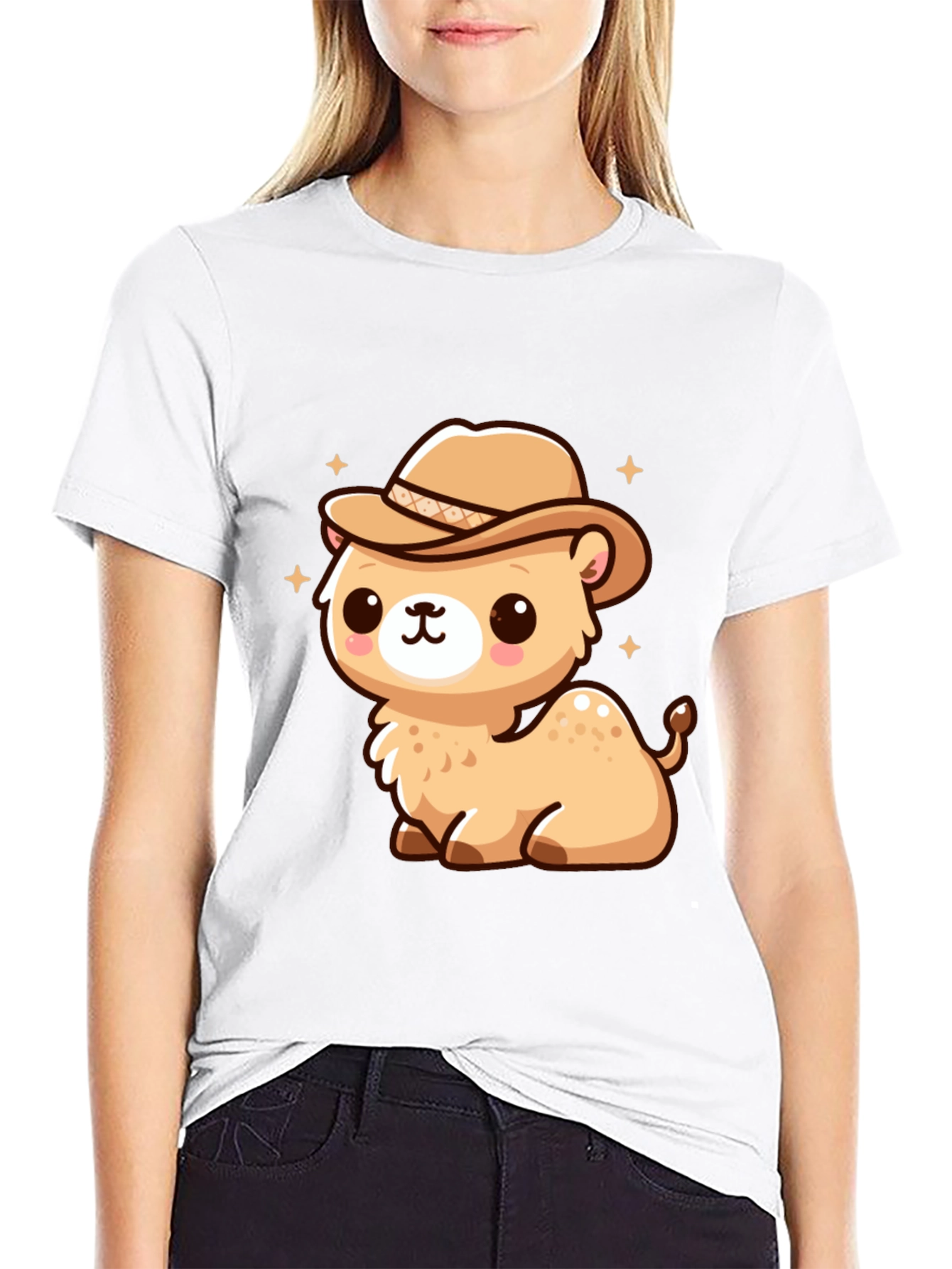 Cute Camel Cowboy Graphic Tee - 9