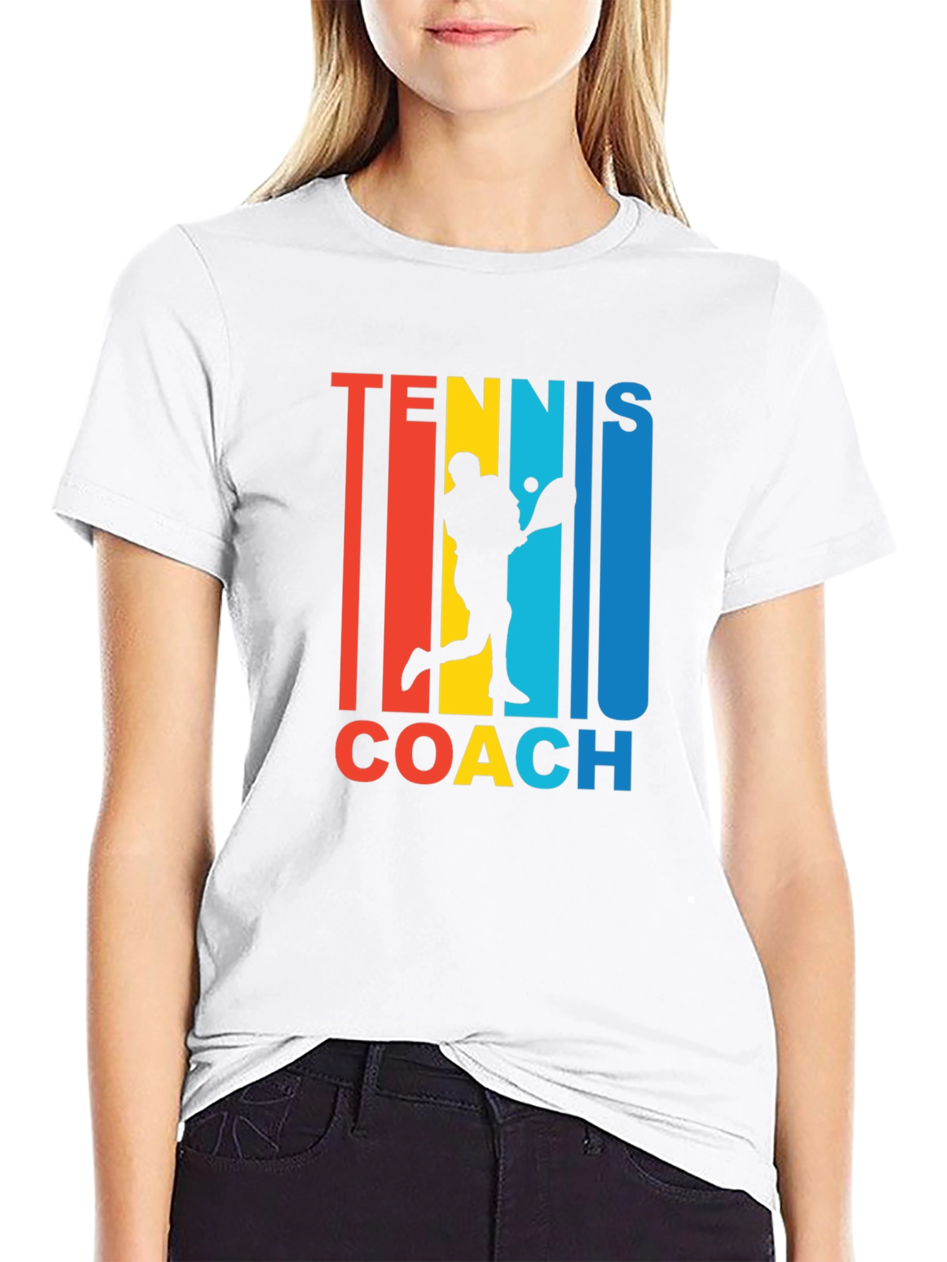 Black Tennis Coach Graphic T-Shirt - Retro Style  view 9