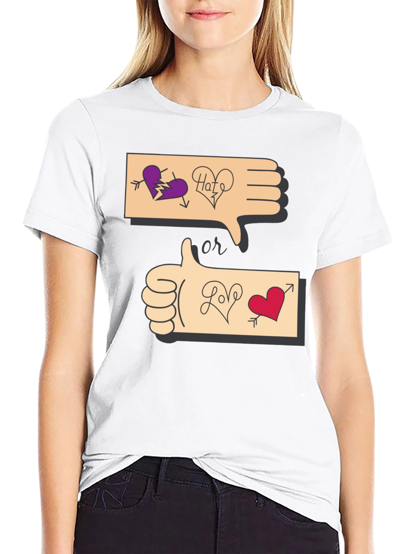 Black Love or Hate Graphic T-Shirt view 9