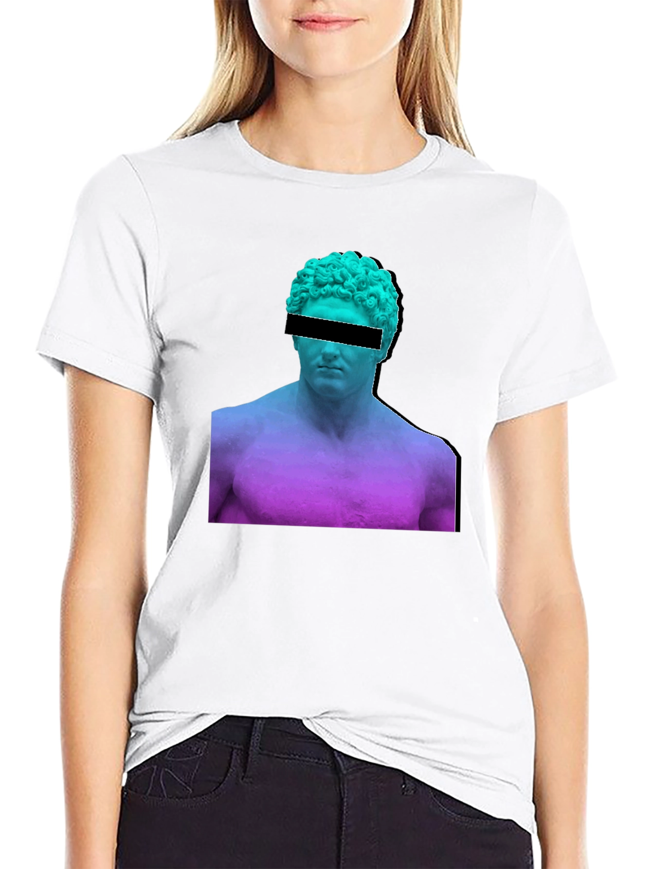 Black Modern Art Black T-Shirt - Greek Statue Design view 9