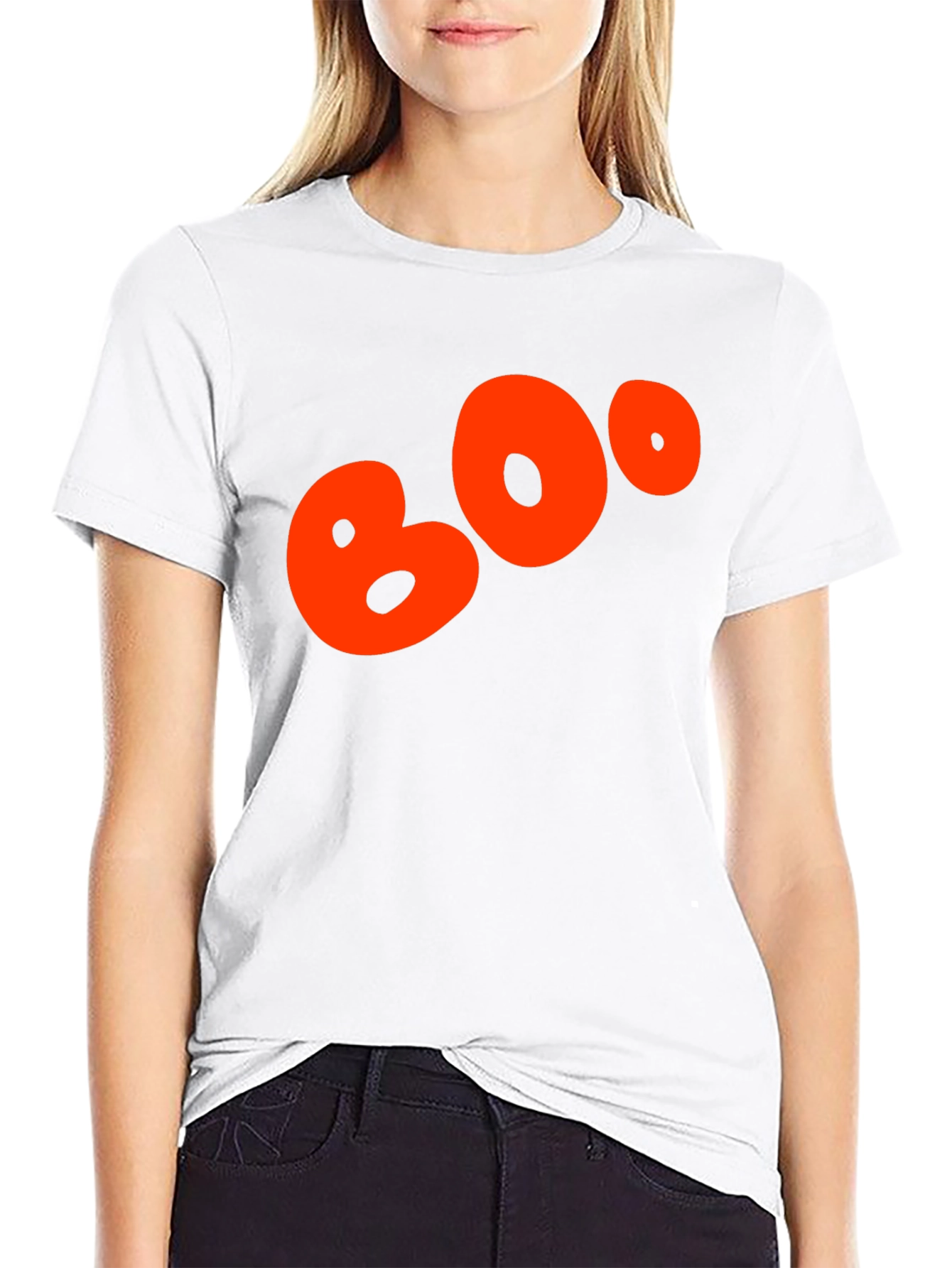 Black Boo Halloween Graphic Tee - Black Cotton Blend view 9