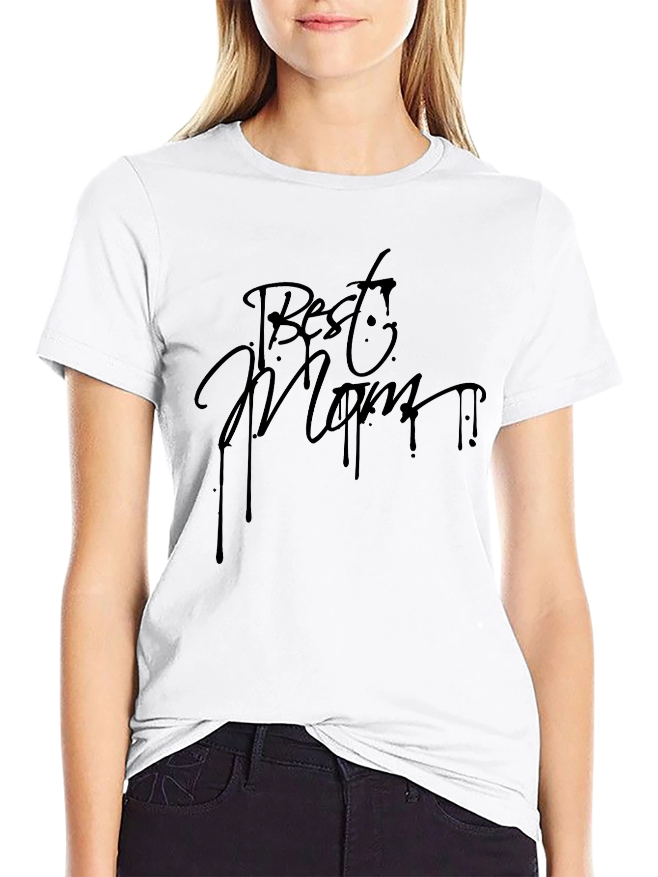 Black Best Mom T-Shirt - Black view 9